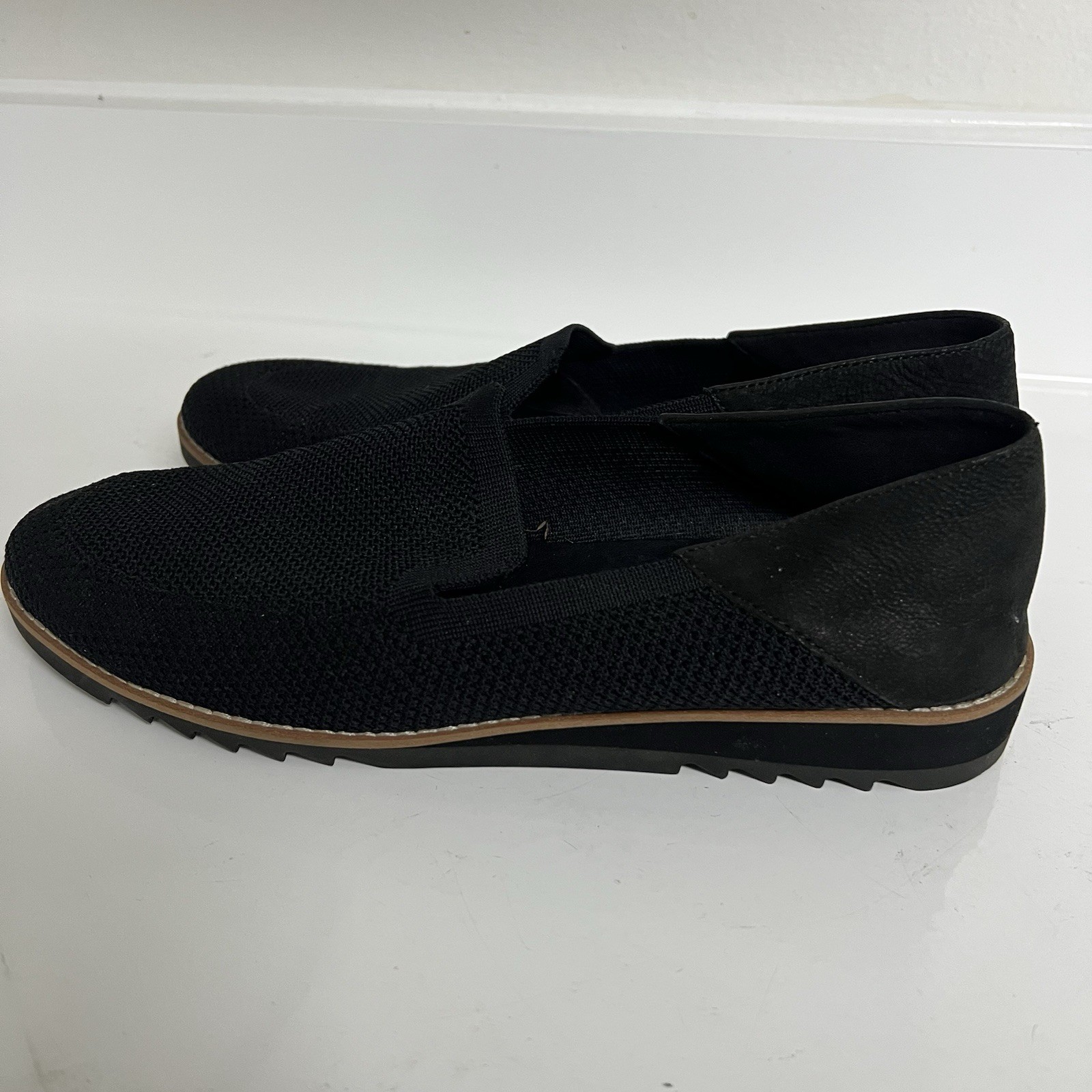 Eileen Fisher Emery Loafer Stretch Jersey Knit & Suede Slip on Shoes Size 10