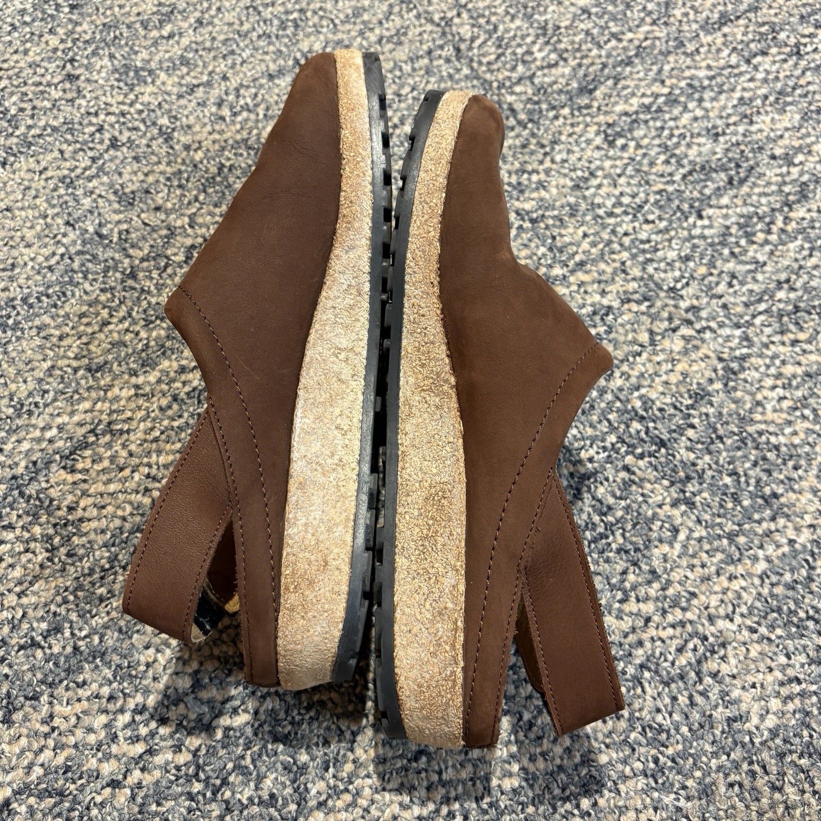 Haflinger Brown Leather Clogs Womens Sz 39 / 8 Cork Sole BackStrap Shoes Comfort