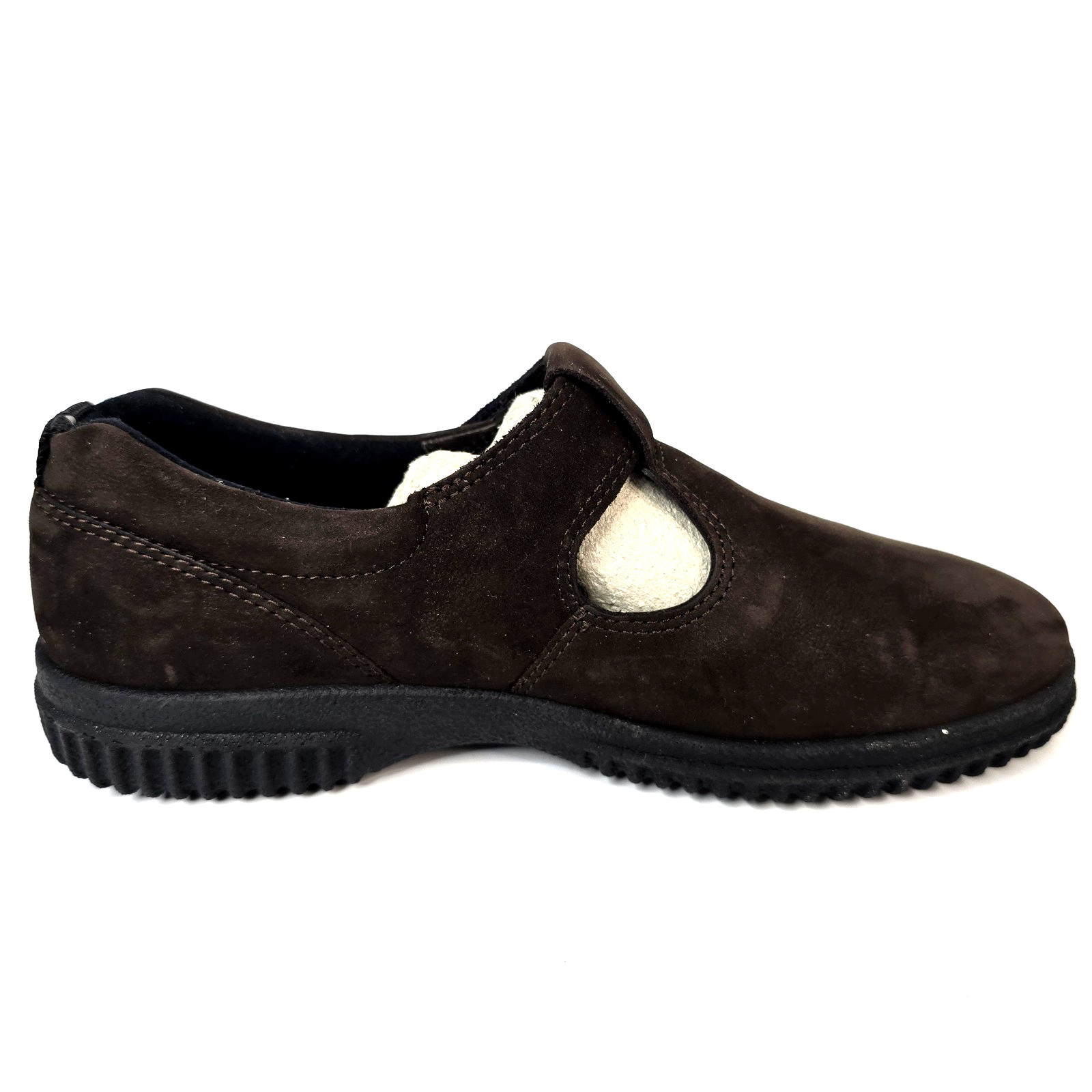 NWT ECCO Soft Women Size US 6-6.5 Brown Suede Mary Jane Hook Loop Comfort Shoes