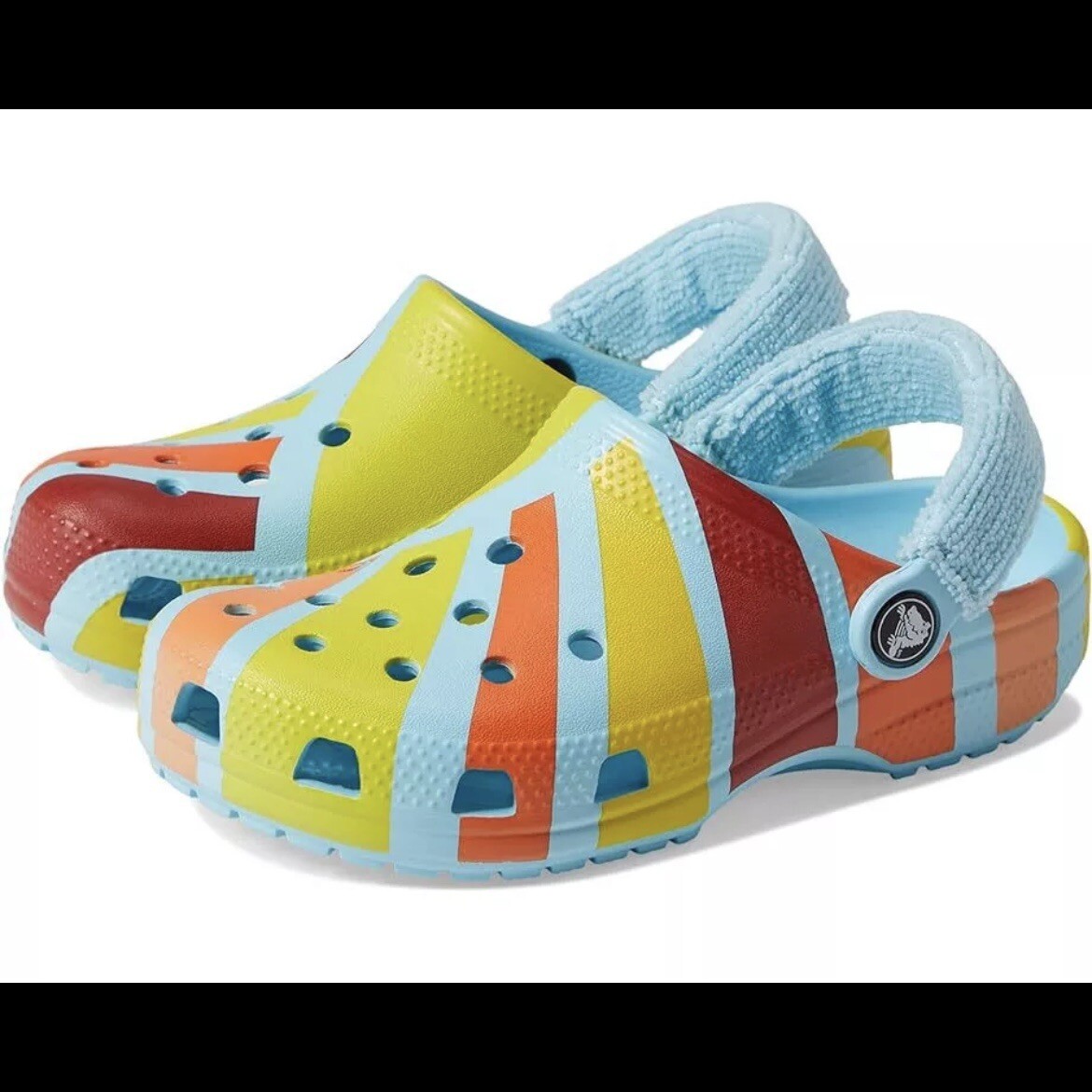 Crocs Classic Terry Cloth Clog Blue Multi Womens Size 6 / Juniors Size 4 NEW