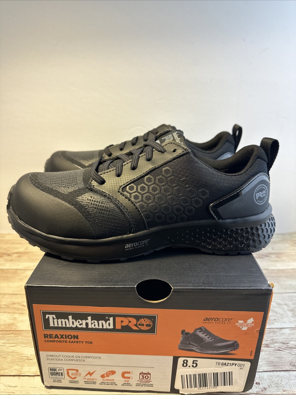 Women’s Timberland PRO Reaxion Composite Safety Toe Black Size 8.5 NIB A21PY