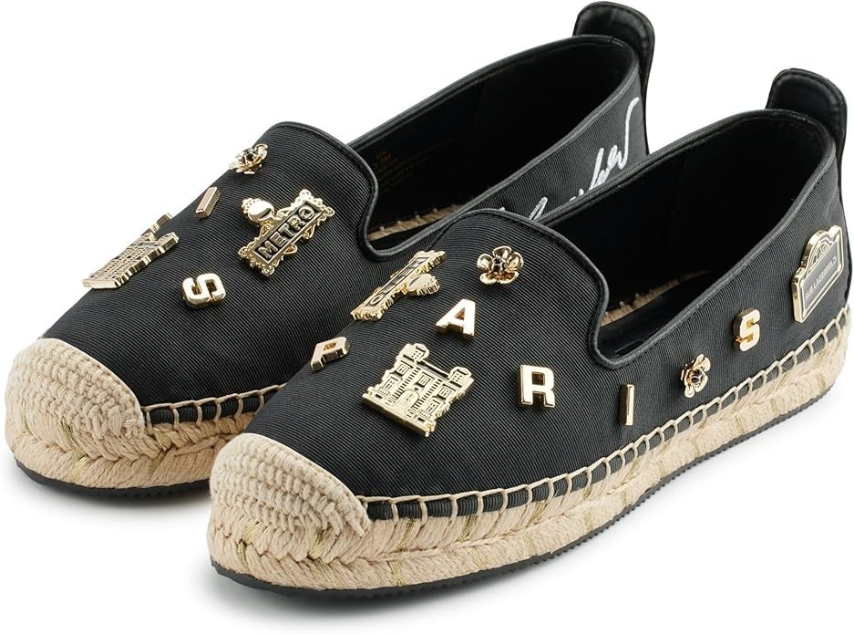Karl Lagerfeld Paris Women’s Michaela Rue Pins Espadrille Closed Toe Black 9.5
