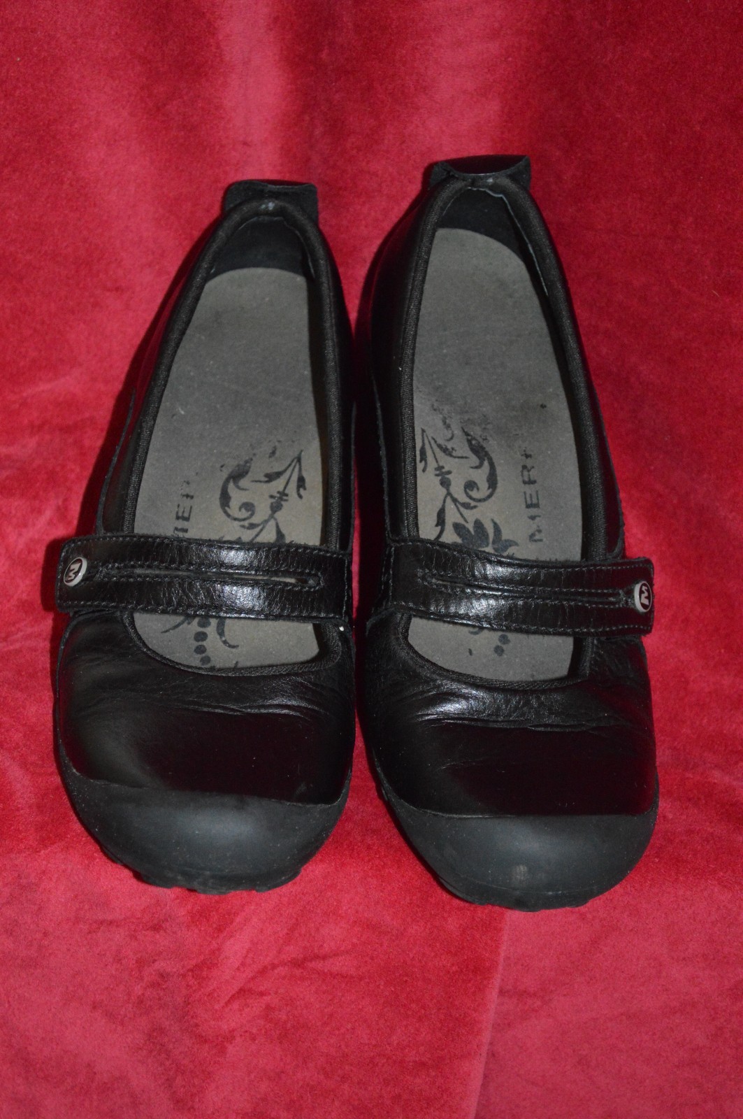 WOMEN’S MERRELL BLACK LEATHER PLAZA BANDEAU PERFORMANCE MARY JANES 7.5