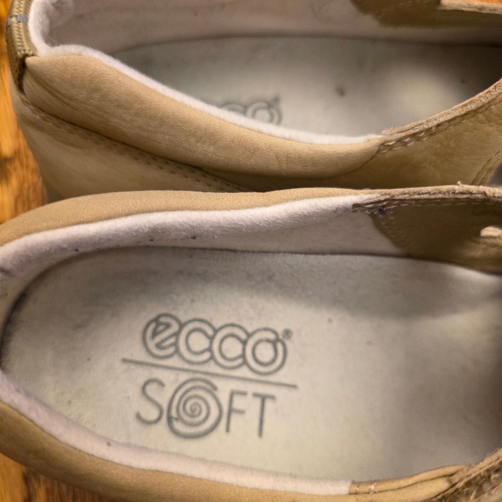 Ecco Soft Tan Sz 36 5.5-6 Suede Mary Jane Shoes Nubuck Leather Portugal Boho