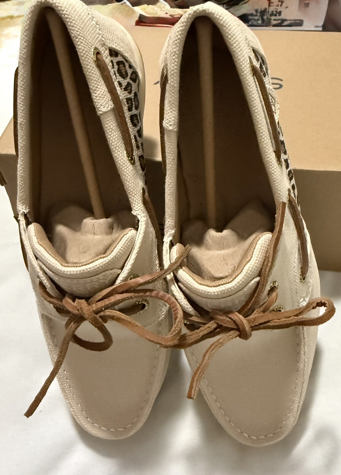 Sperry Top Sider Koifish Canvas Boat Shoes Cheetah Natural Women’s 8.5 New