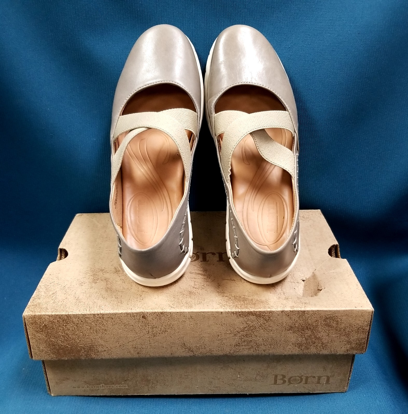 Børn Larney Grey Leather Criss Cross Women’s Mary Janes Size 9
