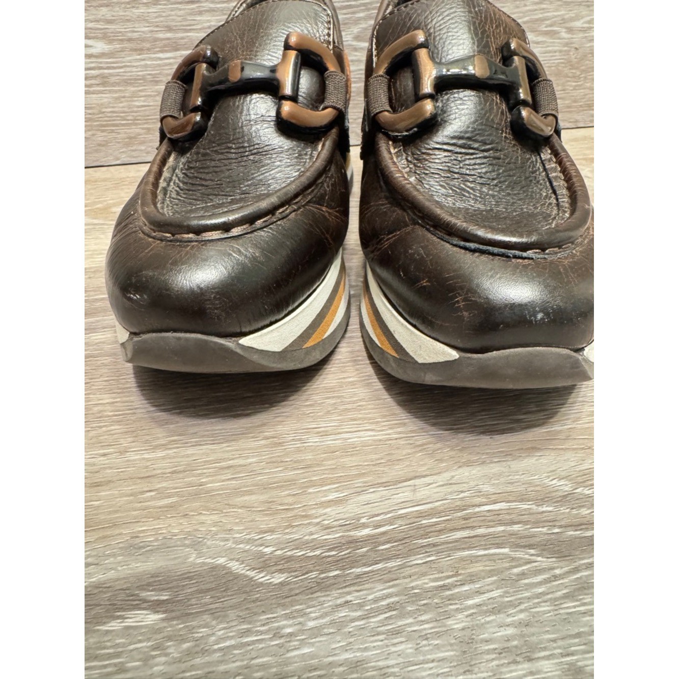 Softwaves Alina Cognac Leather Platform Loafers Sz 36.5 US 6.5