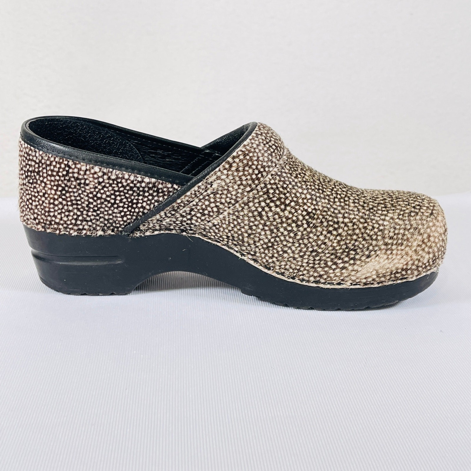 Santia Comfort Clogs Women’s EU 40 US 9.5-10 Brown White Spotted Calf Hair