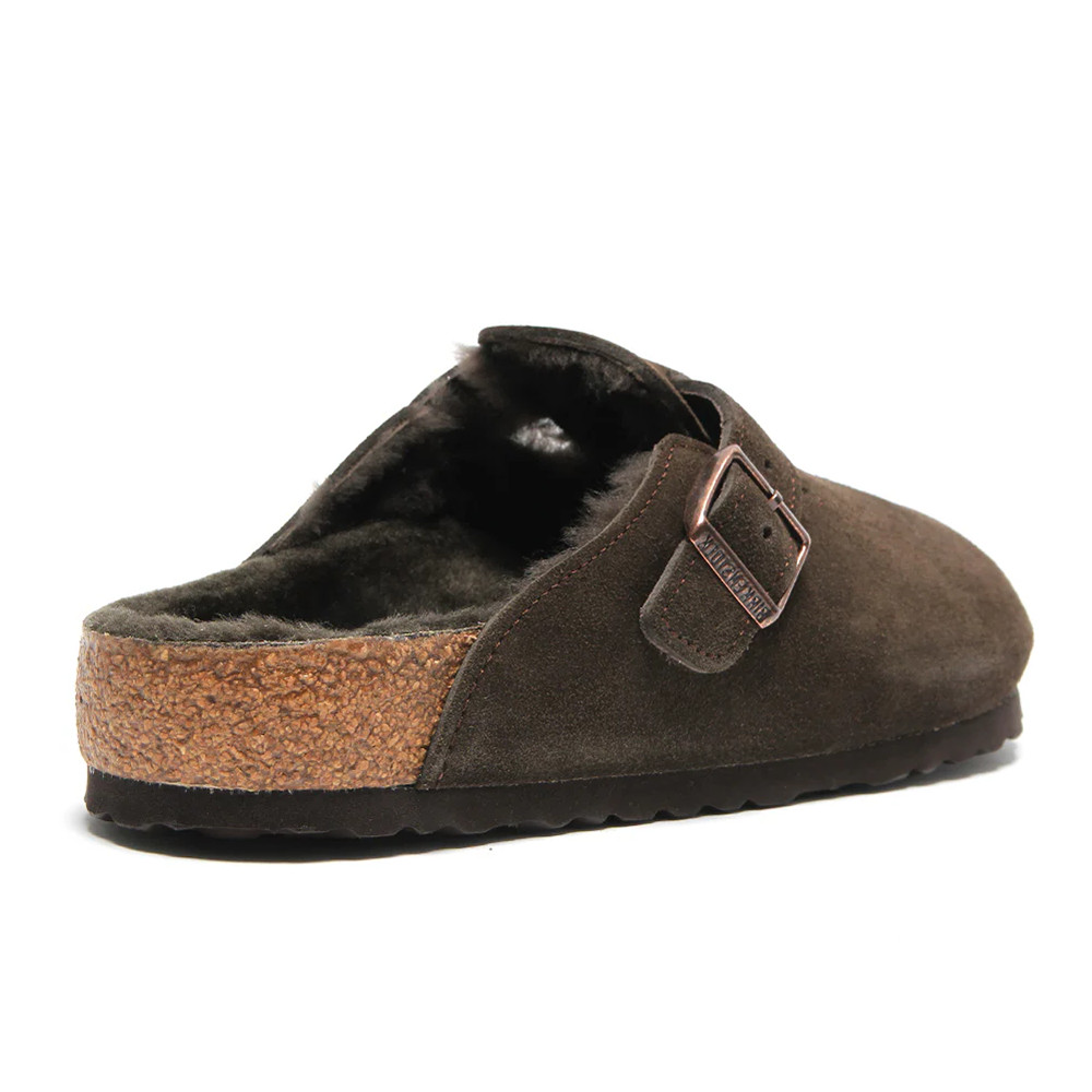 Birkenstock Boston Mocha Suede Shearling Footbed Lining Clog Women’s Shoes
