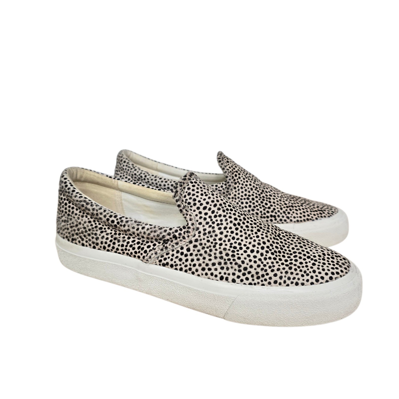 Madewell Sidewalk Slip-On Sneakers Spotted Calf Hair Black White Womens 8.5