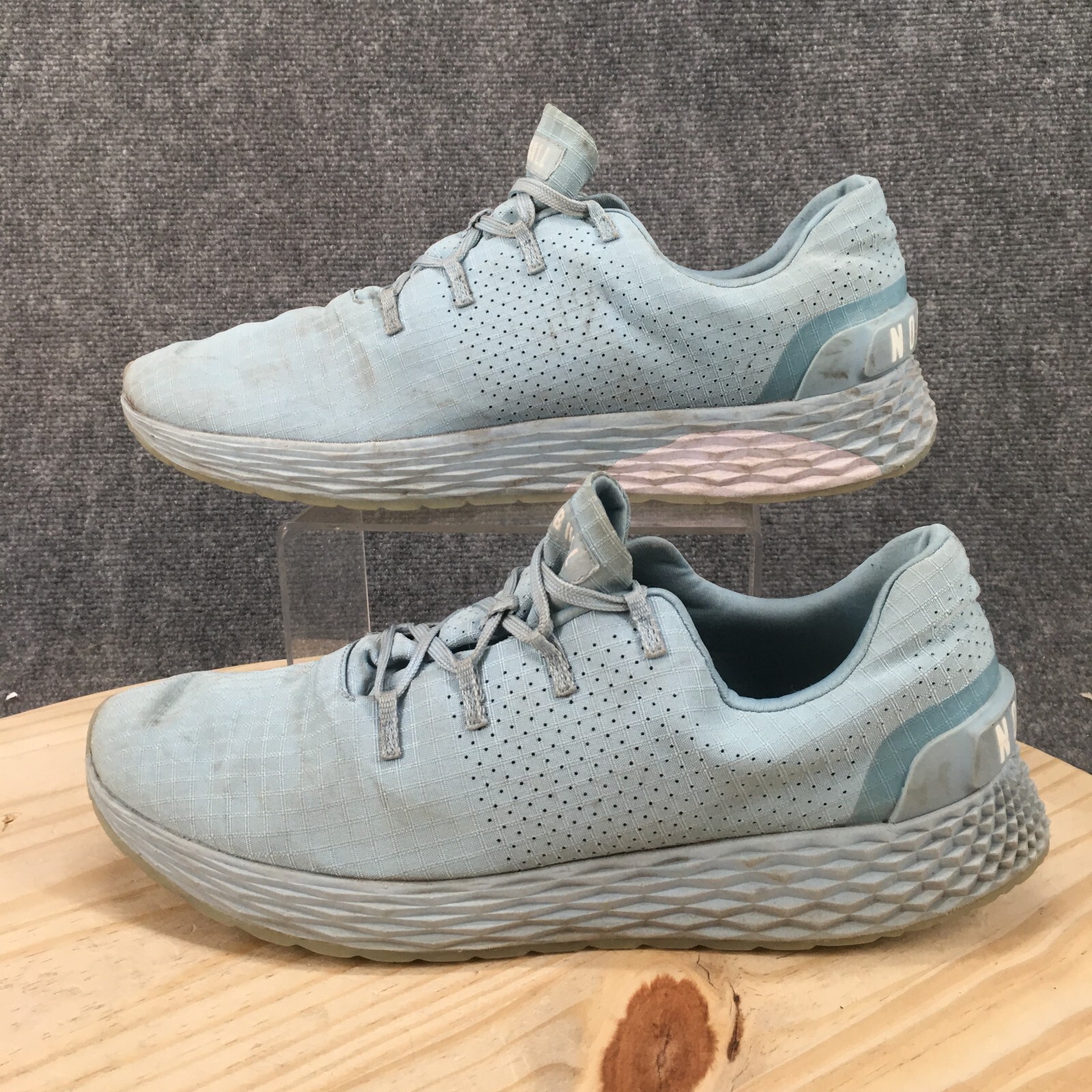 No Bull Shoes Mens 13 Womens 14.5 Ripstop Running Sneakers Blue Low Top Lace Up