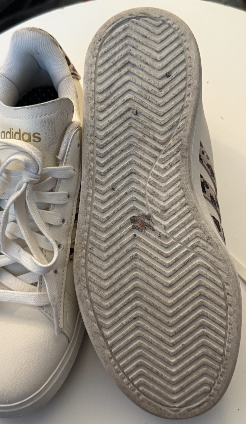 Adidas Women’s Grand Court 2.0 IH7761 Beige Lace-Up Sneaker Cheetah 7.5