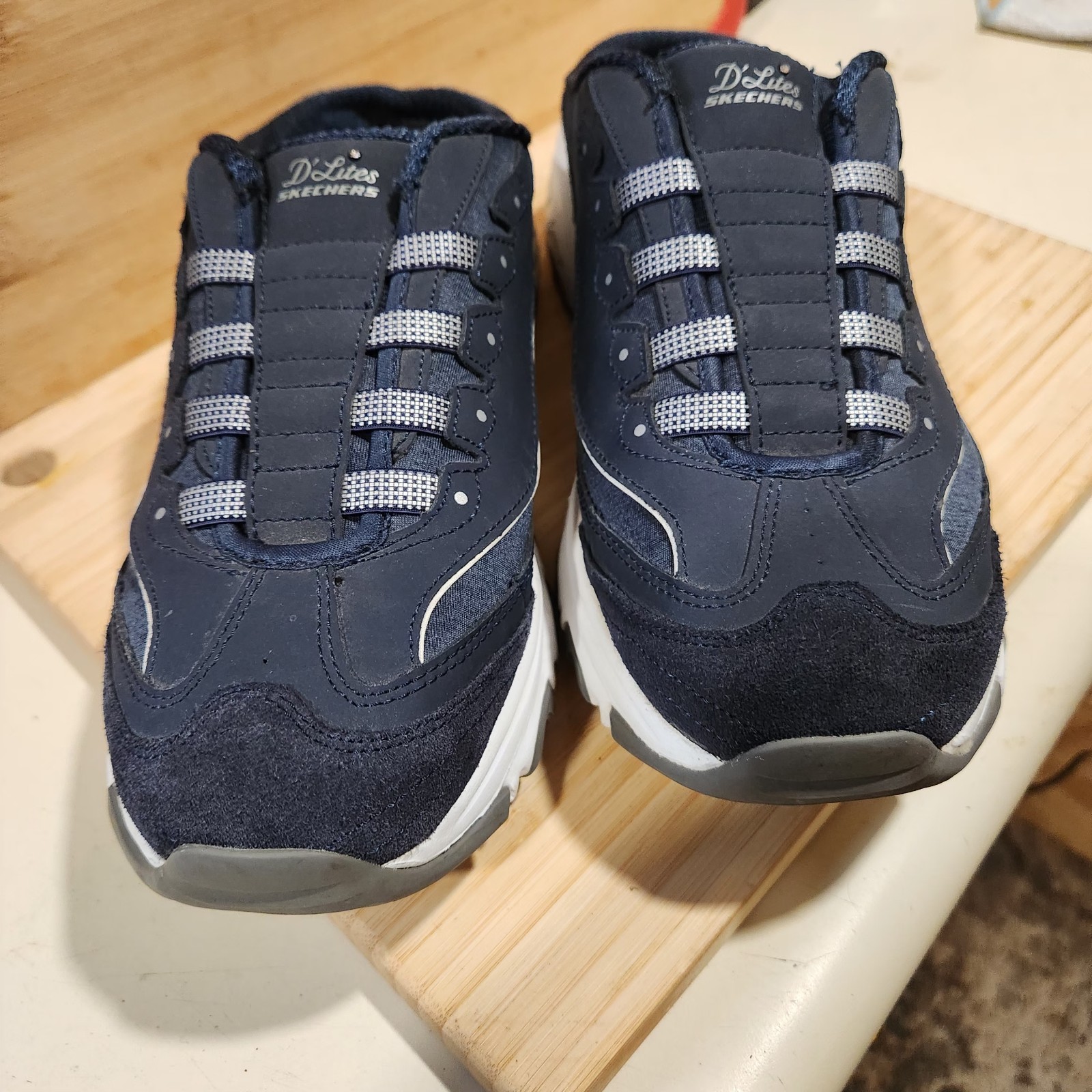 Skechers D’Lites Resilient Navy Blue Slip On Mule Sneaker Clog Women’s Size 11