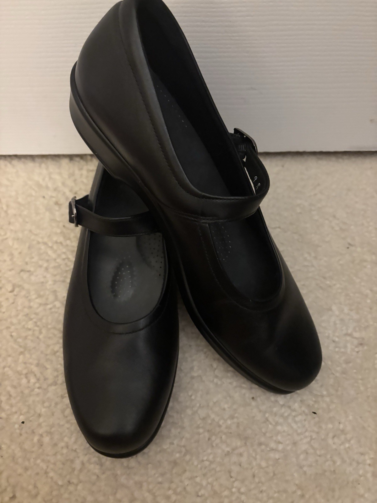 SAS Mary Jane Shoes Womens 9 S Buckle Comfort Hook & Loop Leather Black