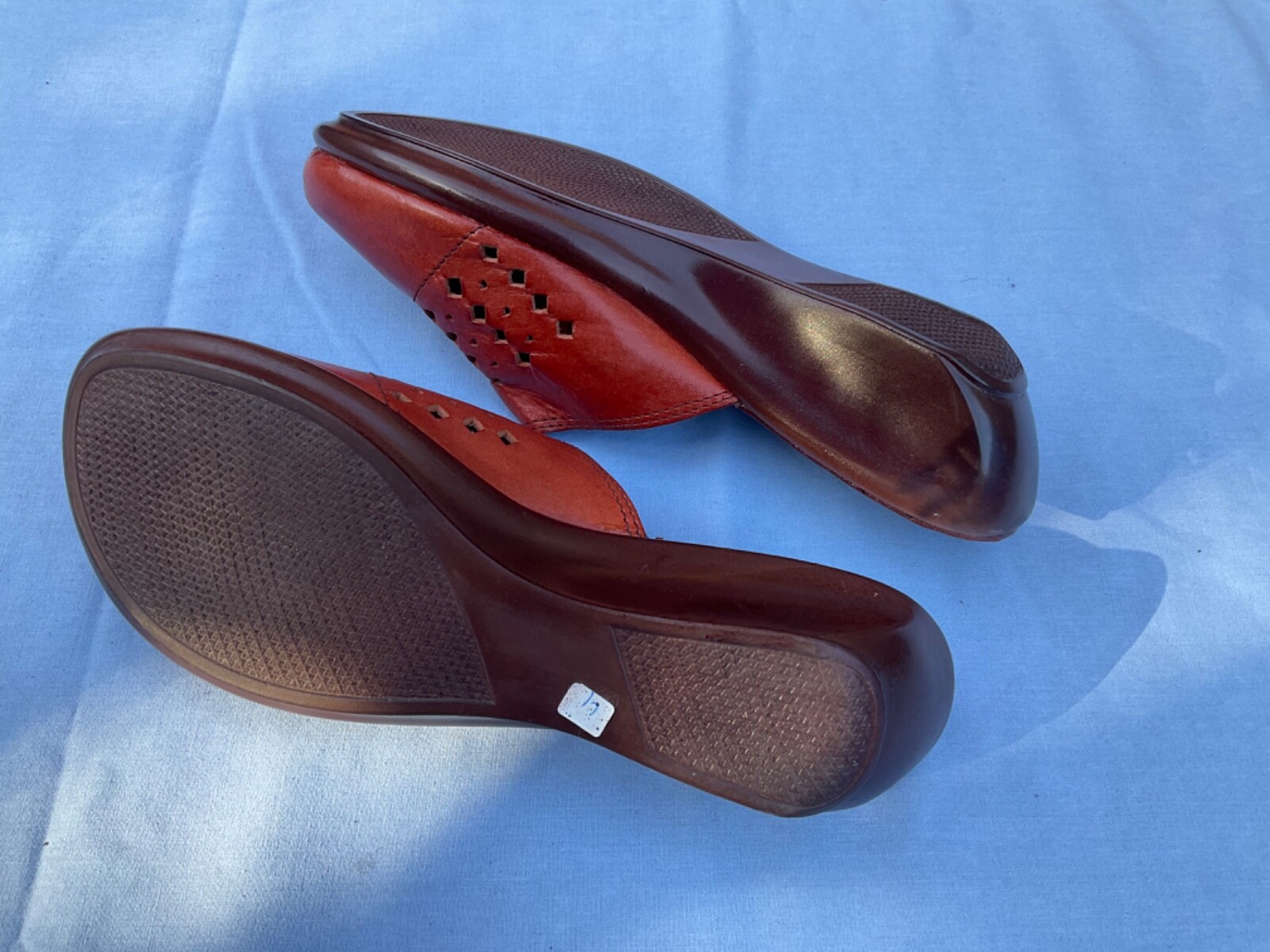 Calzado Sangal Mexican Lightweight Orange Sandal Wedge Low Heels Shoes Sz 6.5 A
