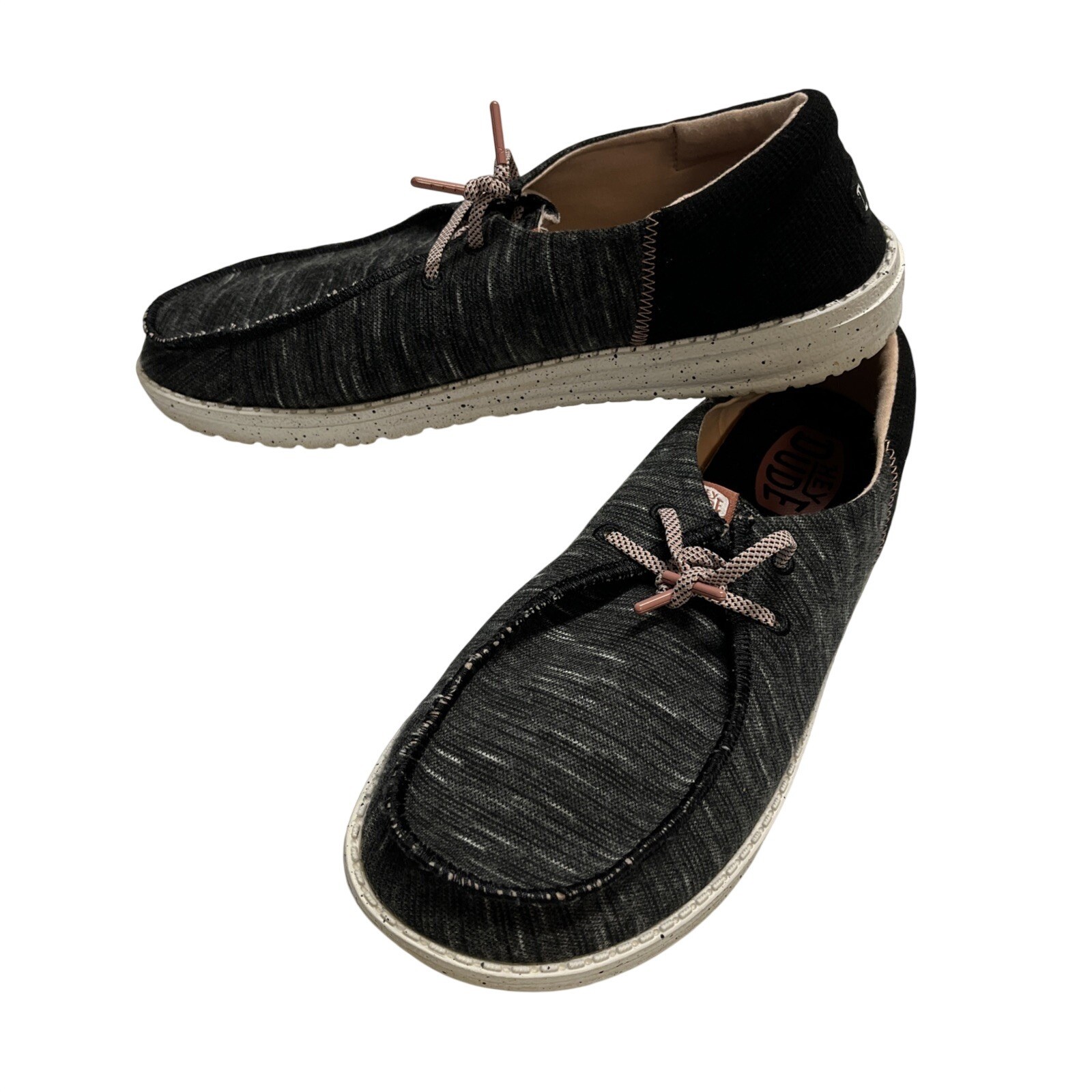 Hey Dude Wendy Funk Jersey Loafers Womens 11 Black And Pink Lace Up Comfort