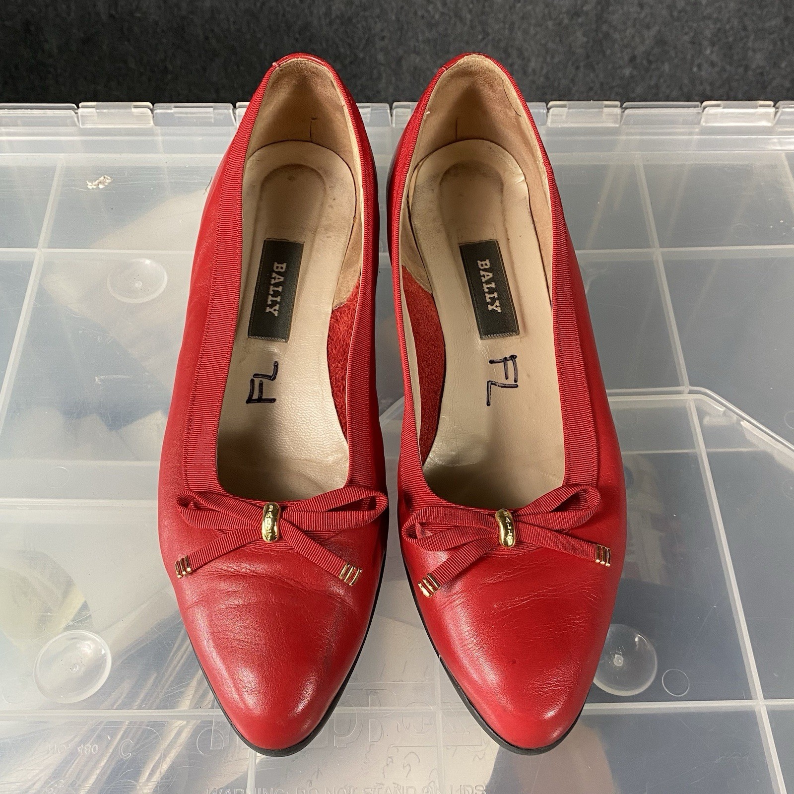 Bally Belle Leather Wedge Womens Shoes Size 9.5 Red Made in Italy Slip On