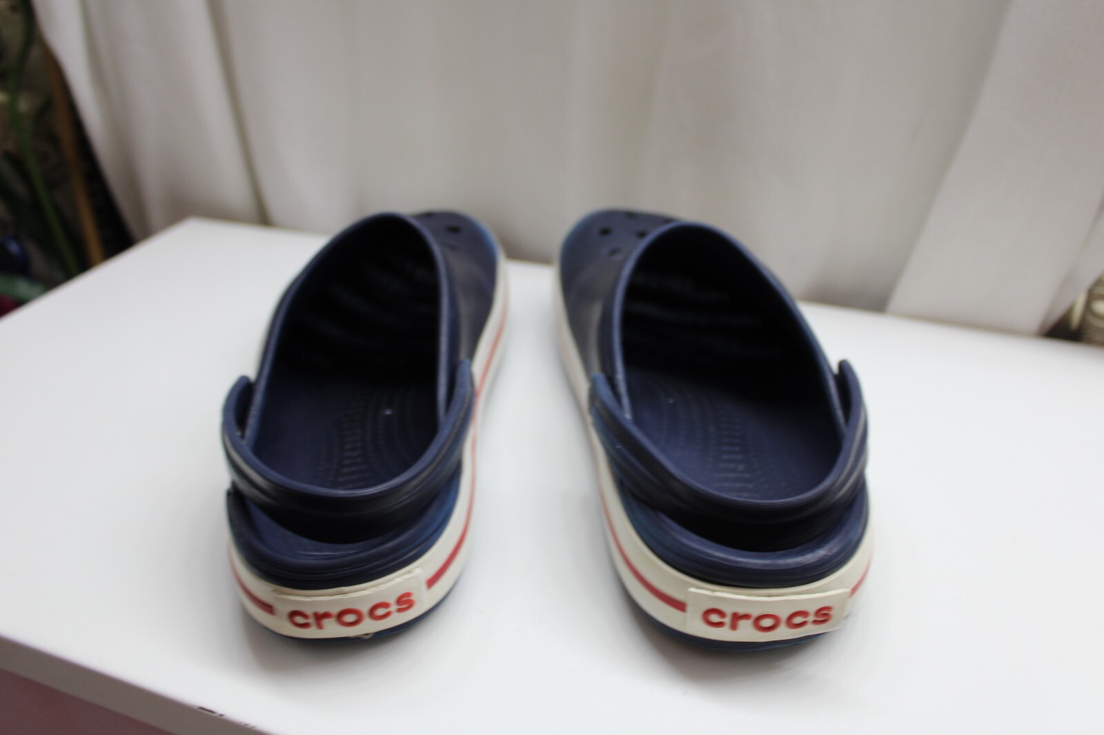 Crocs Crocband Clogs Blue White Red Stripe Mens 8 Women 10 Unisex Shoes