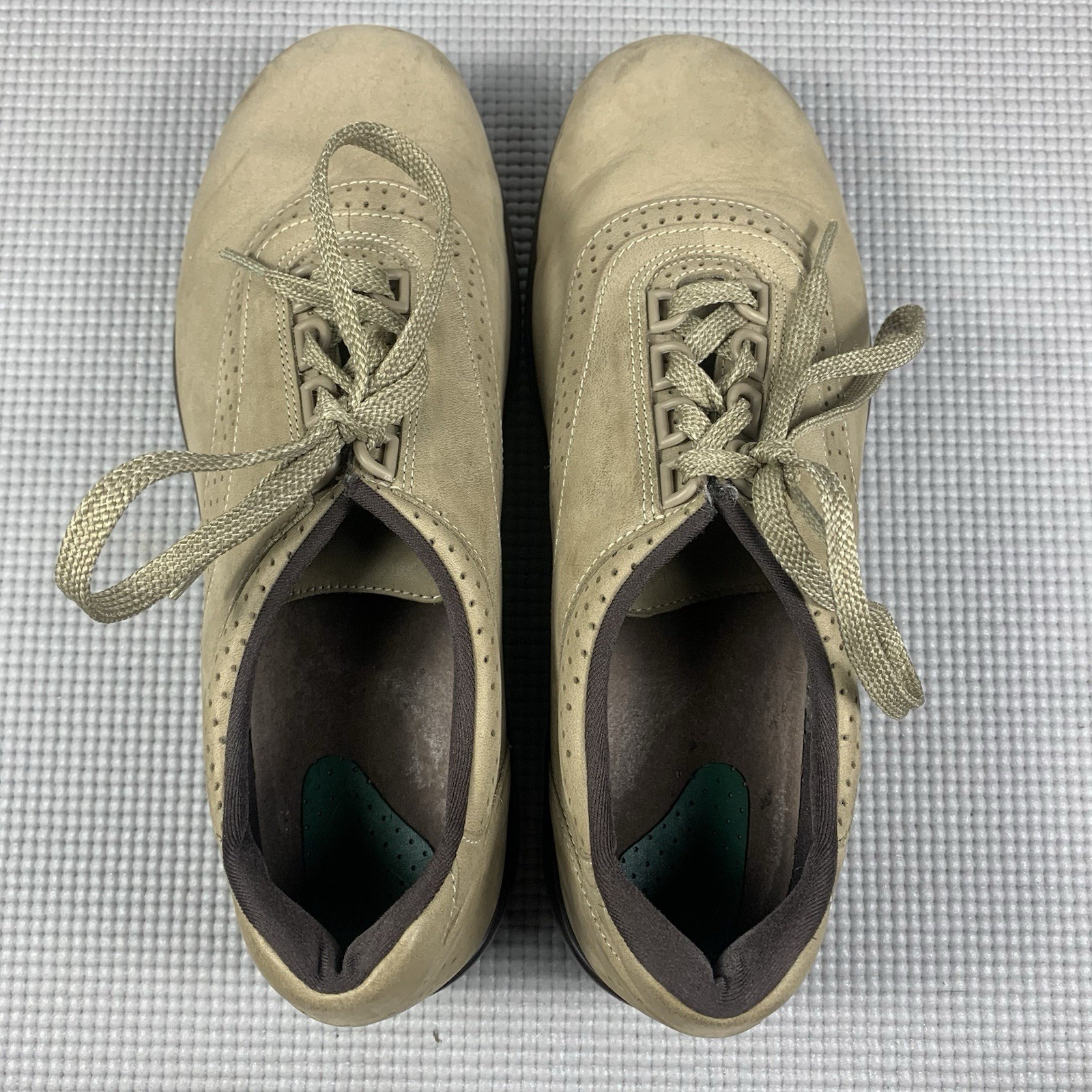 SAS Walk Easy Lace Up Shoes Womens Size 9.5 W Wide Tan Leather