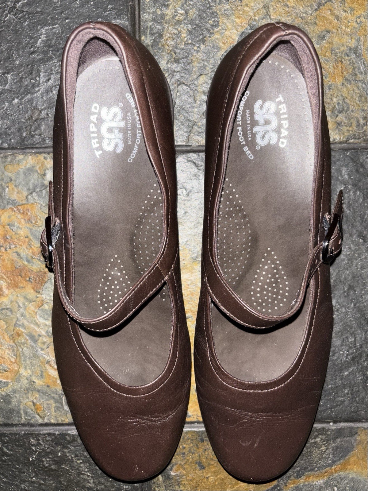 New SAS Maria Brown Leather Mary Jane Comfort Shoes Womens Size 10 M No Box