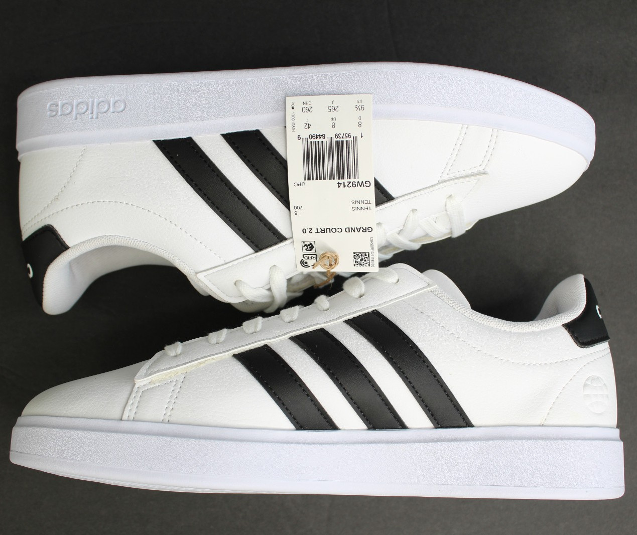 Women’s Size 9.5 Adidas Grand Court 2.0 White and Black Shoes GW9214