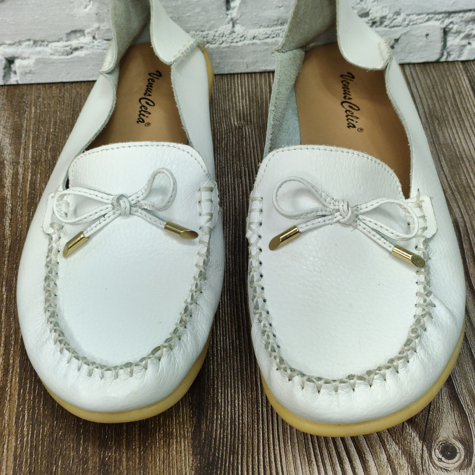 Venus Celia Clean White Leather Comfort Women’s Packable Loafer EU 40 | US 8.5