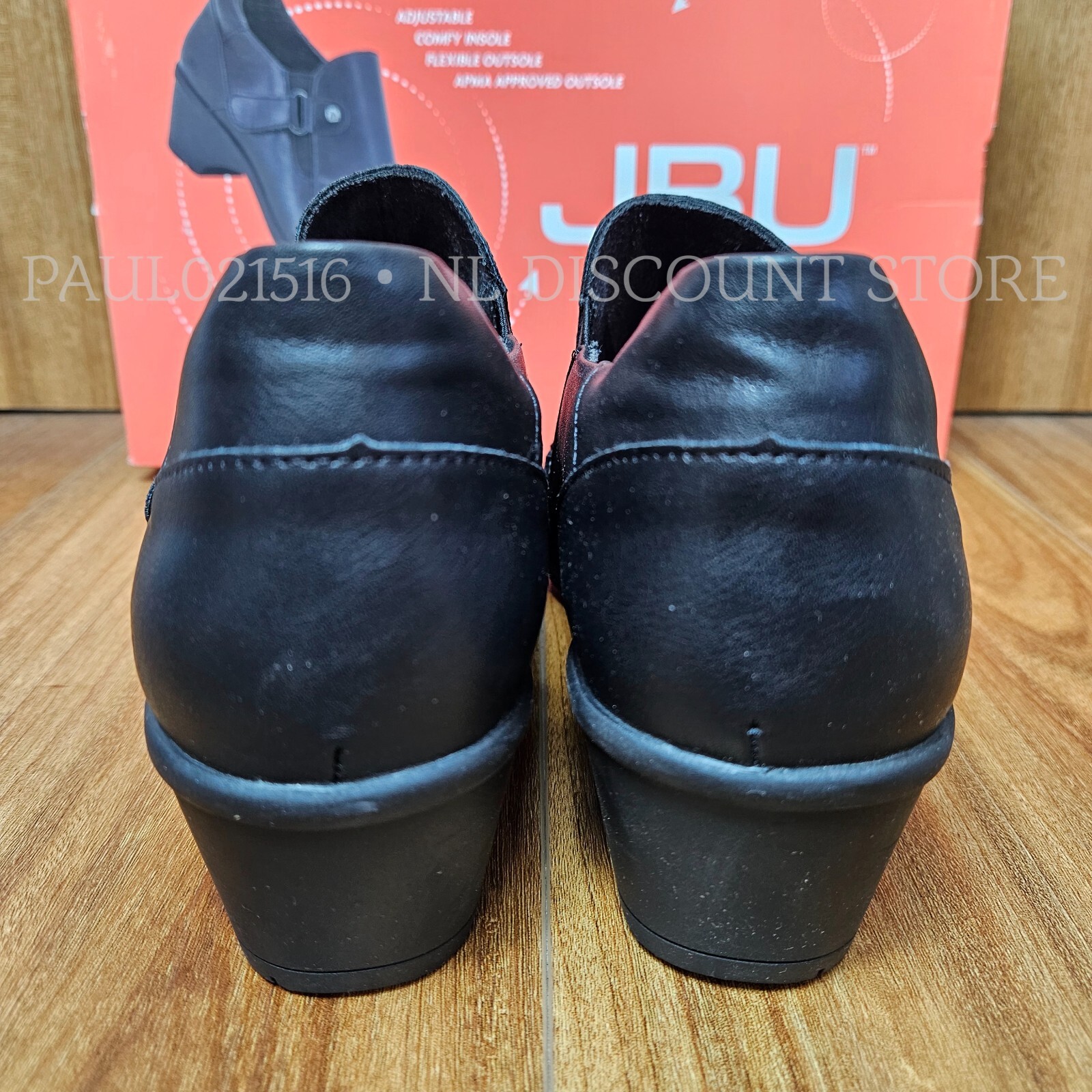 JBU Women’s Kyley Heeled Adjustable Comfort Shoes ~ Black