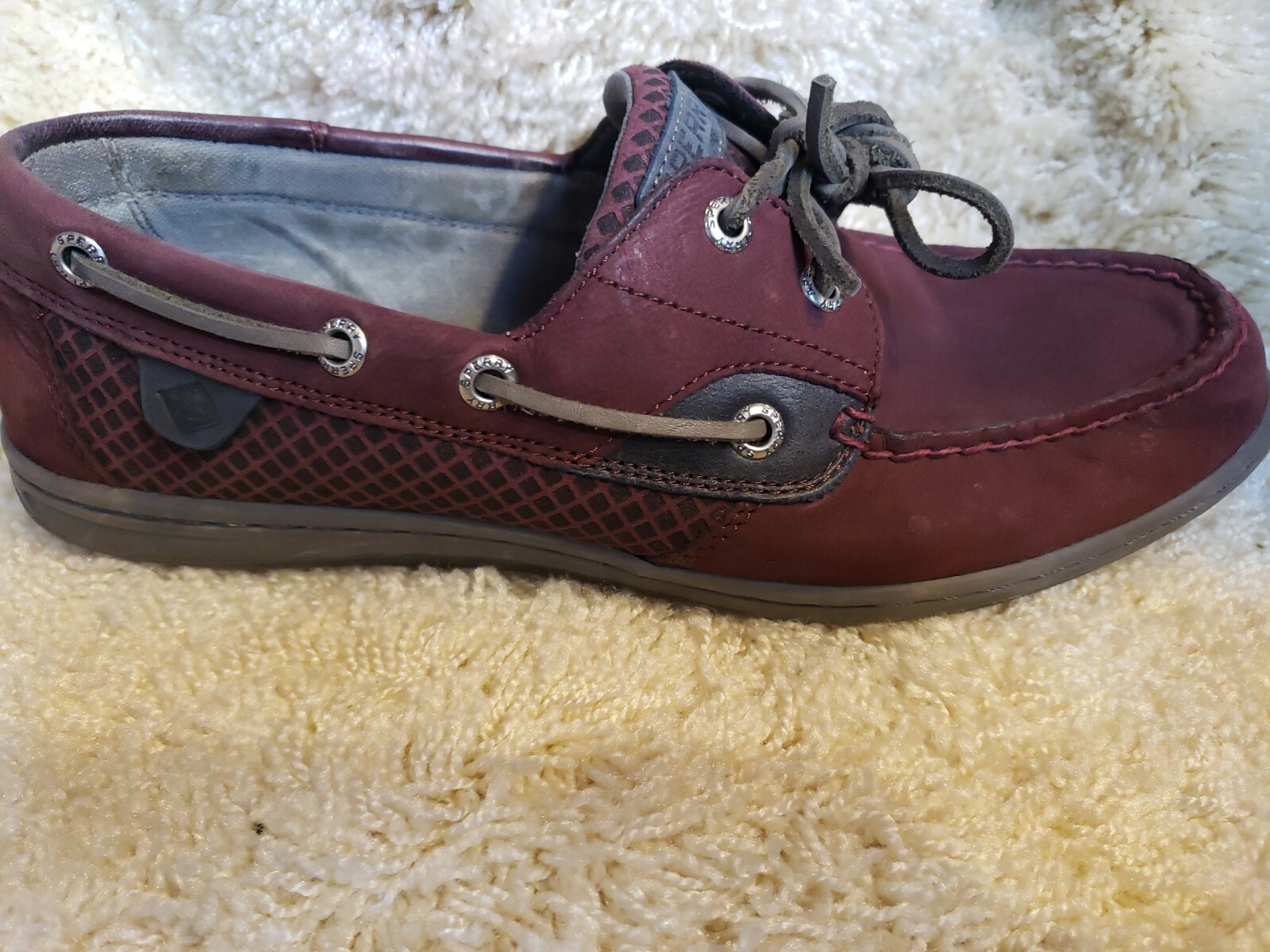 SPERRY WOMEN’S KOIFISH SLIP-ON SUEDE PREMIUM LEATHER BOAT SHOE BURGUNDY 4848