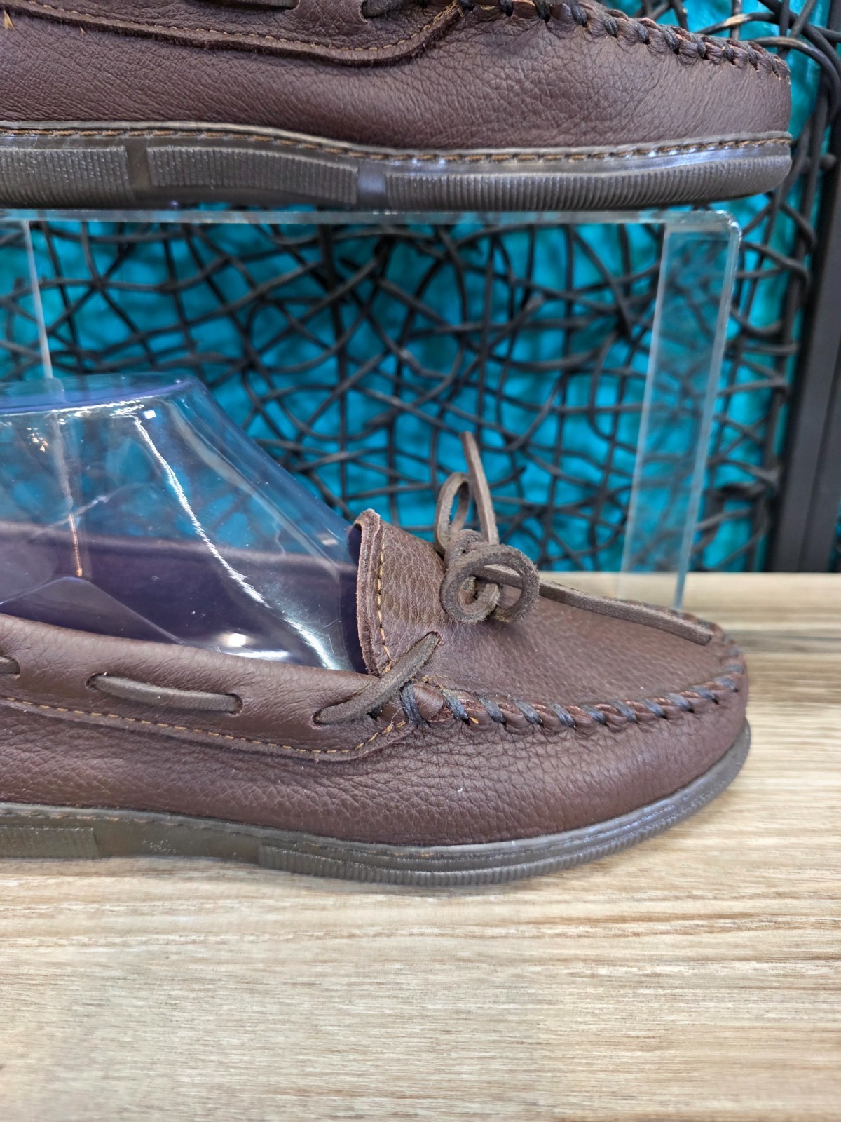 Minnetonka Classic 492W Moccasins Brown Moosehide Leather Slip On Women’s 7.5