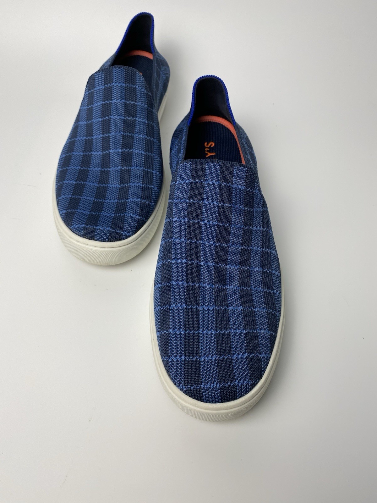 Rothy’s Women’s Slip On Canvas Sneaker Blue Plaid Washable Comfort Shoes 10.5