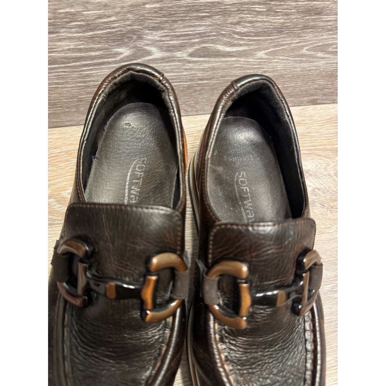 Softwaves Alina Cognac Leather Platform Loafers Sz 36.5 US 6.5