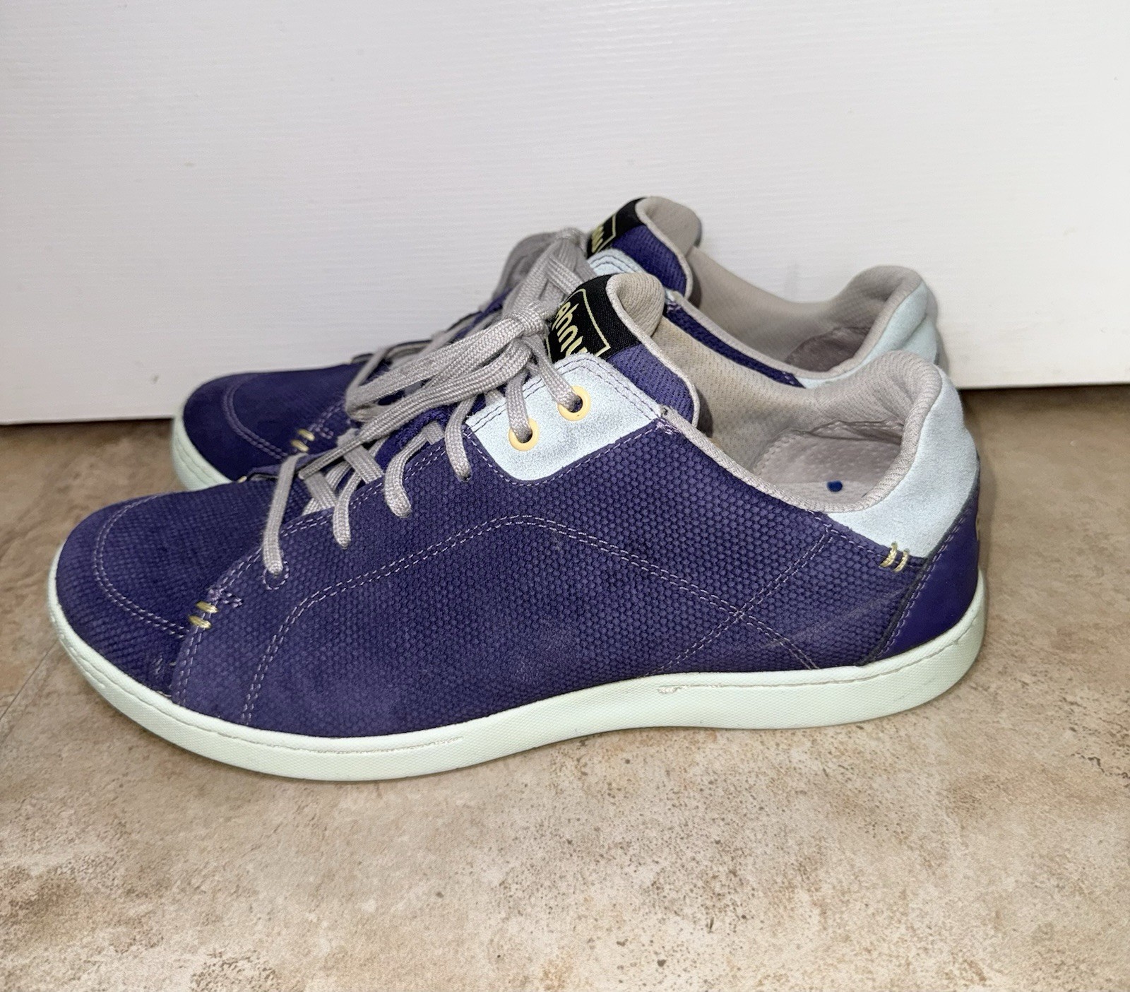 Ahnu Noe Womens SIZE 9 Blue Textured Suede Leather Casual Sneakers Shoes