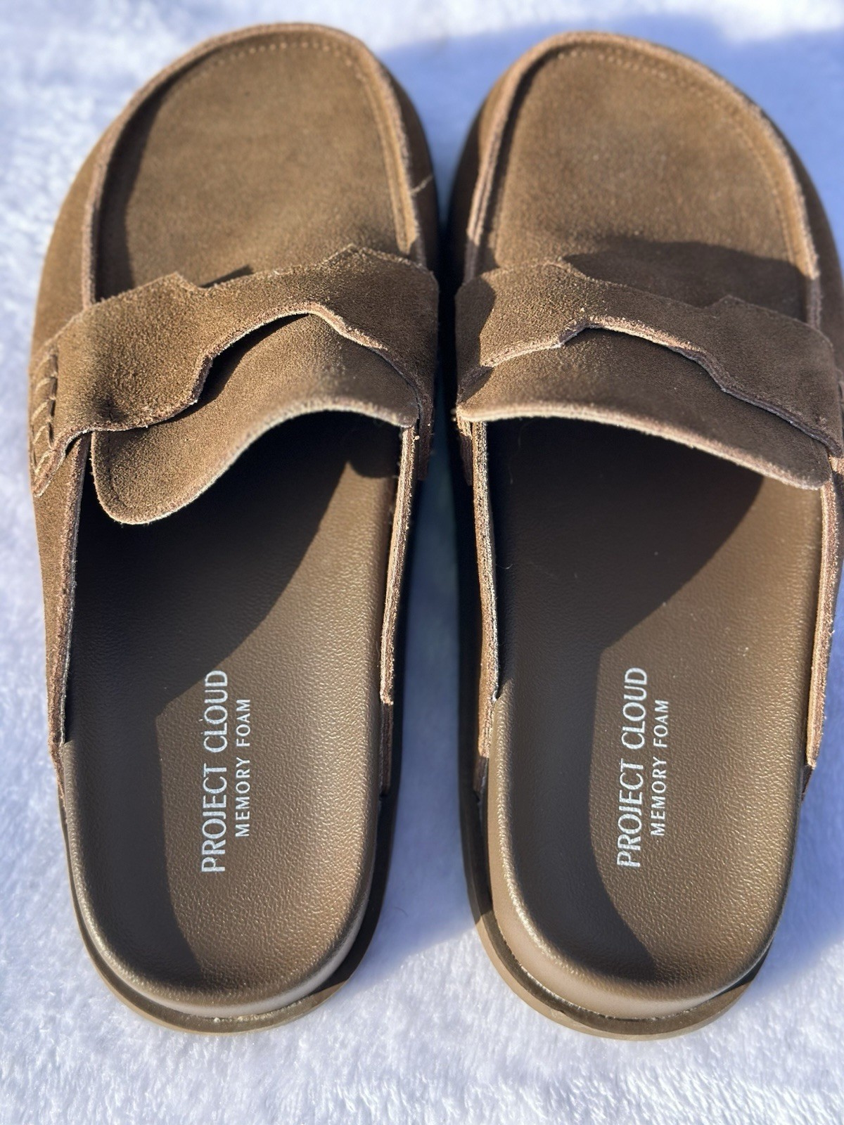Project Cloud 100% Genuine Leather Womens Clogs Memory Foam Mule Sz 7.5 Tan