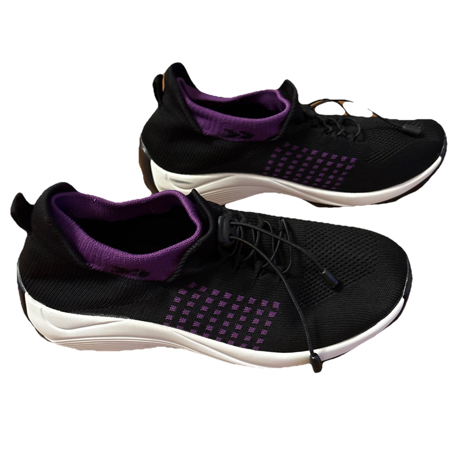 Black And Purple Slip On Shoes Comfort Wear Women Size 10.5 SEE DESCRIPTION