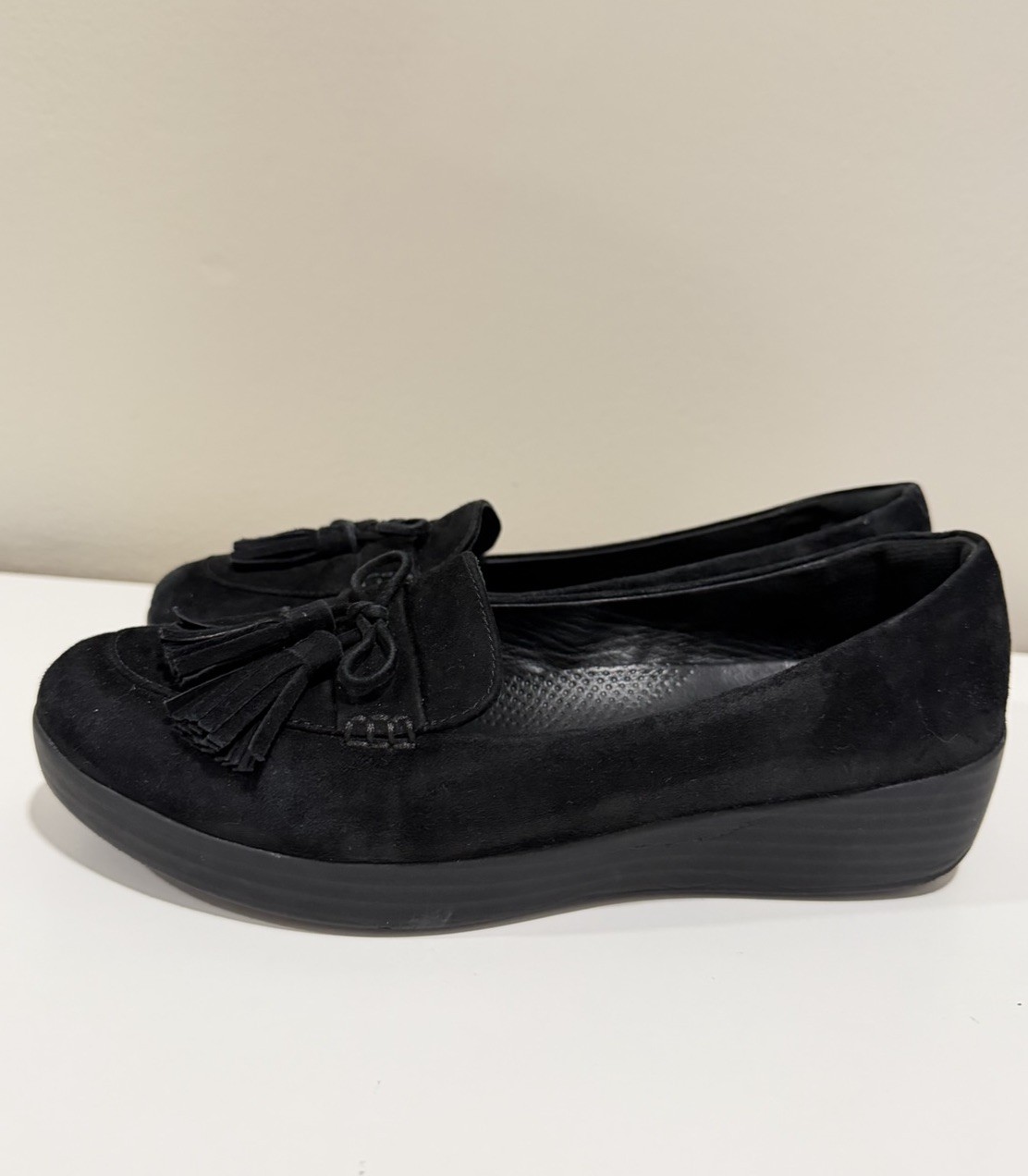 FitFlop Sneakerloafer Black Suede Comfort Loafers Women Size 7.5
