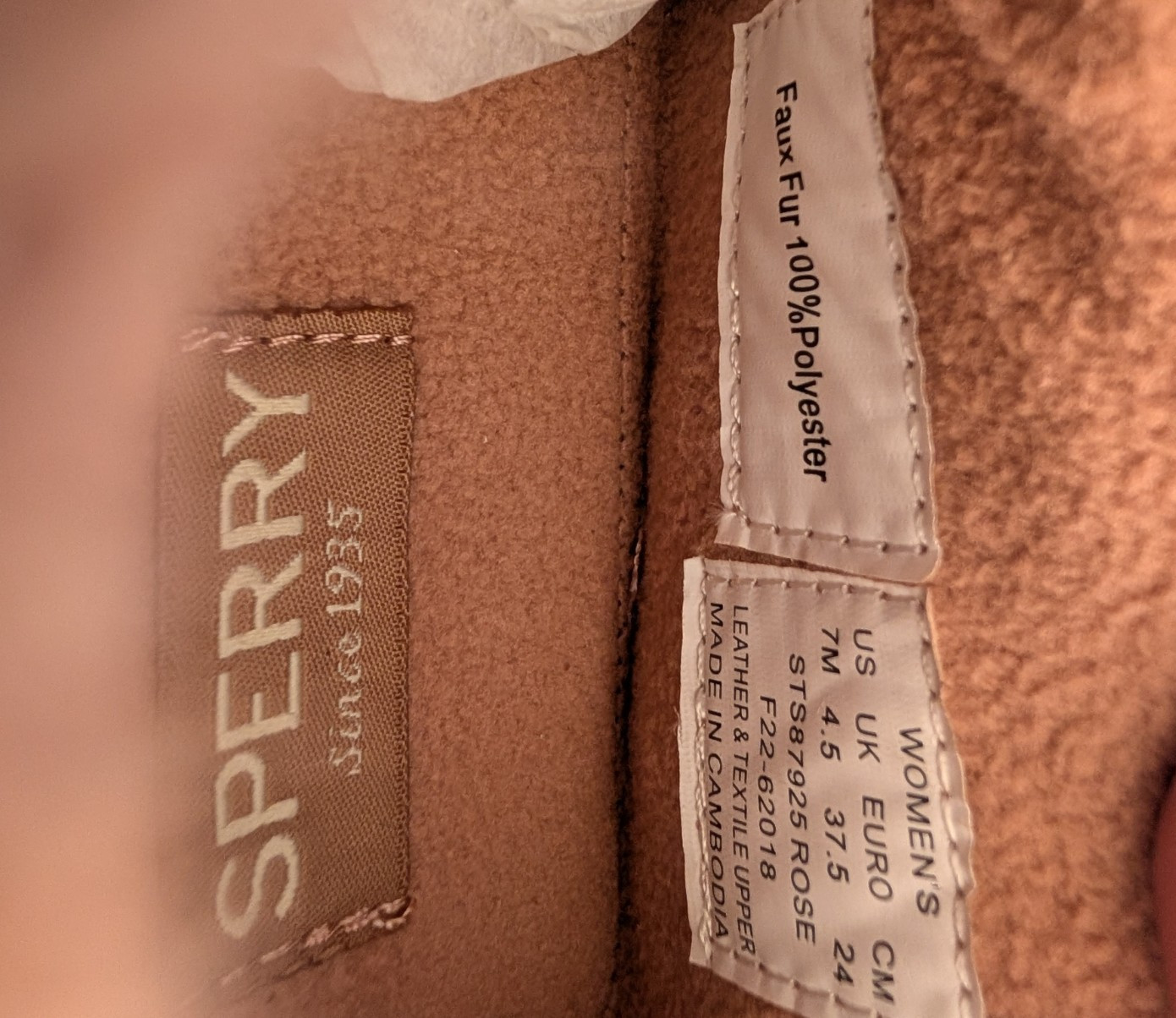 Sperry Women’s Moc-Sider Rose Leather Teddy Hybrid Boat Shoe M7 NIB