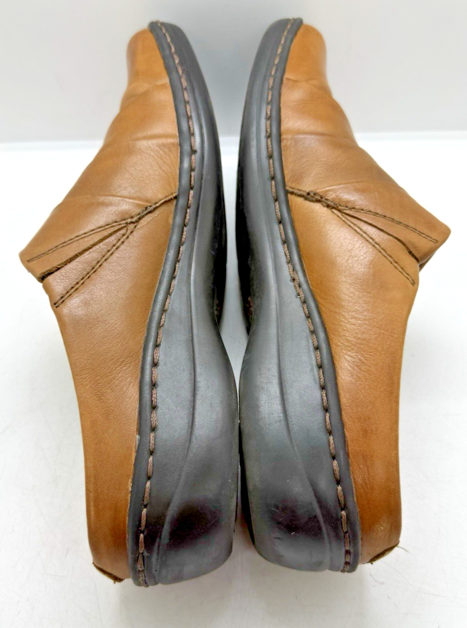 Vtg Earth Spirit Jenny Clogs Tan Leather Slip On Mules Gelron 2000 Sz 8.5 Shoes