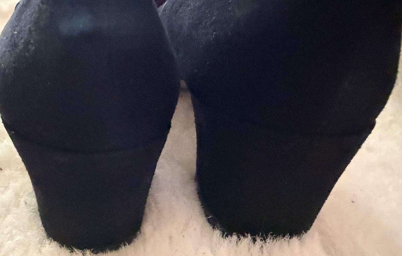 RALPH LAURED SIZE 6.5 Black Suede Covered Block Heel JADA Slip On Almond Toe
