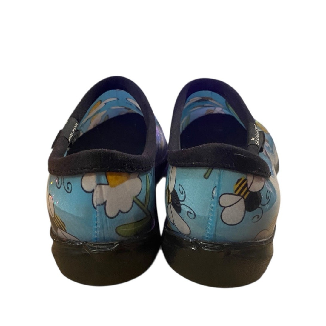 Sloggers Bee Blue Womens Slip On Shoes 10 Waterproof Recycled Nursing Garden