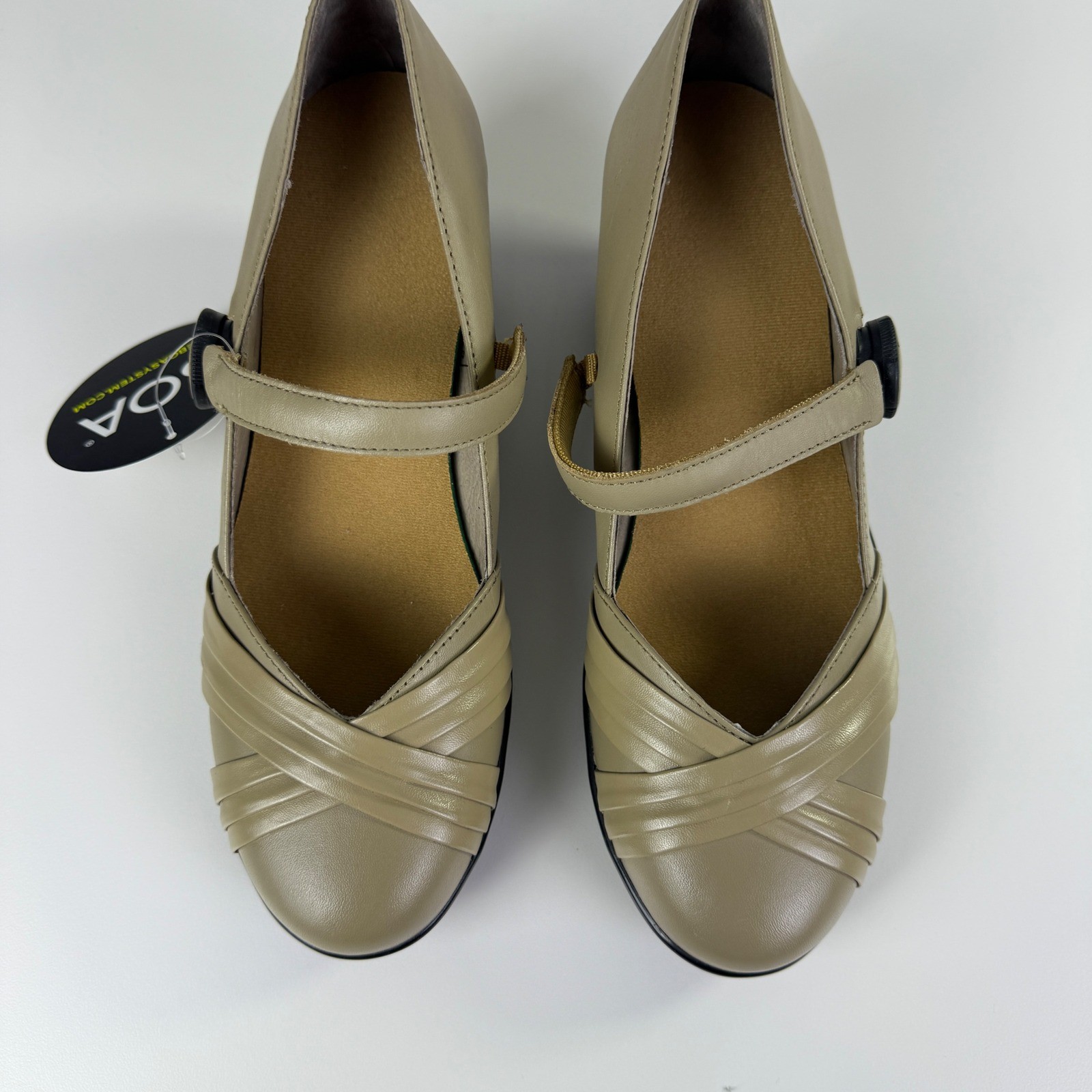 Dr. Comfort Cindee Leather Mary Jane Shoes BOA Adjustable Beige Comfort 7.5M