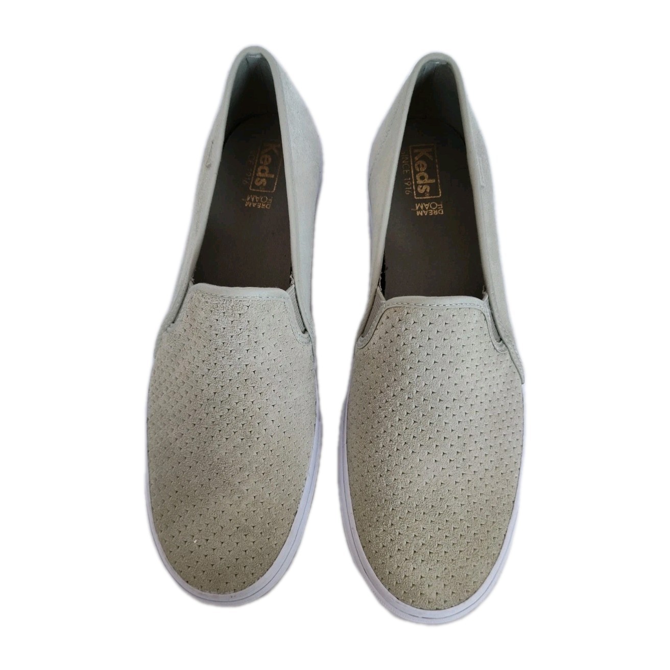 KEDS Double Decker Slip On Perforated Sage Green Suede Comfort Shoes Size 10