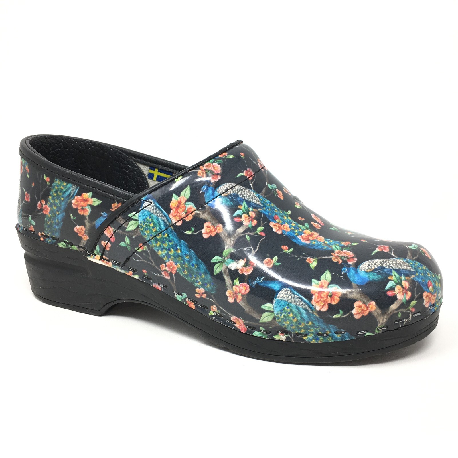 Bjork Clogs Loafers Shoes Womens Size 7-7.5 US 38 EU Peacock Floral Leather