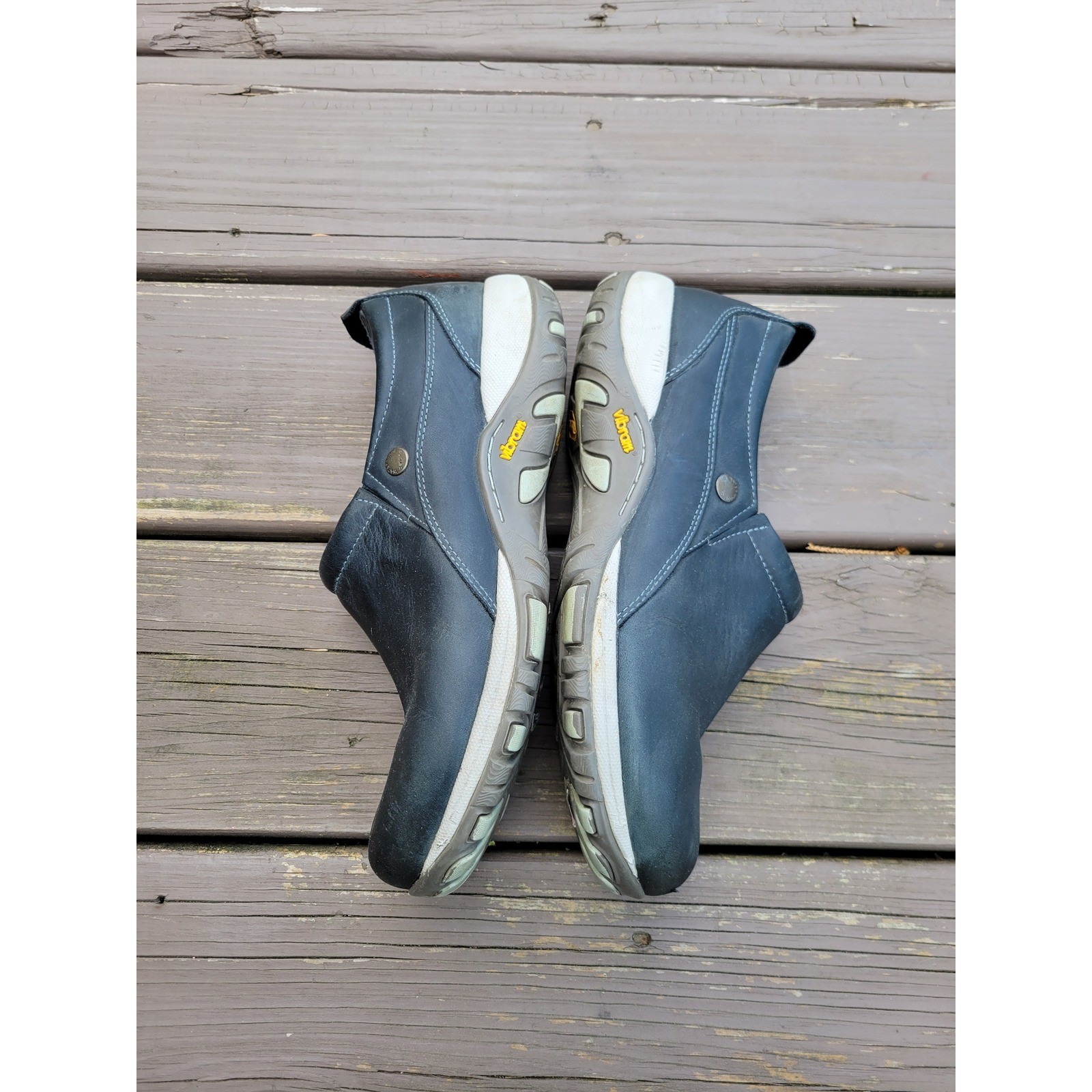 Dansko Leather Clogs Navy Blue Vibram Slip Resistant Walking Shoes Size 40
