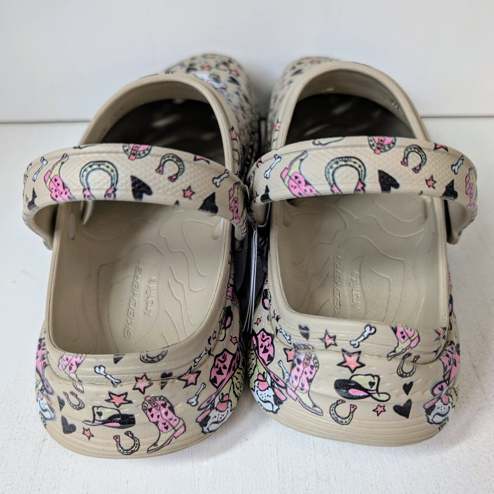 Sketchers ArchFit Foamies Western Dog Cowboy Hat Print NWT Size 11 W Comfort