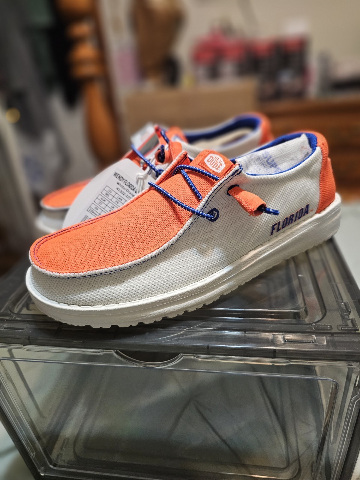 HEYDUDE Wendy Florida Gators Slip-On White/Orange/Blue Lightweight US 6