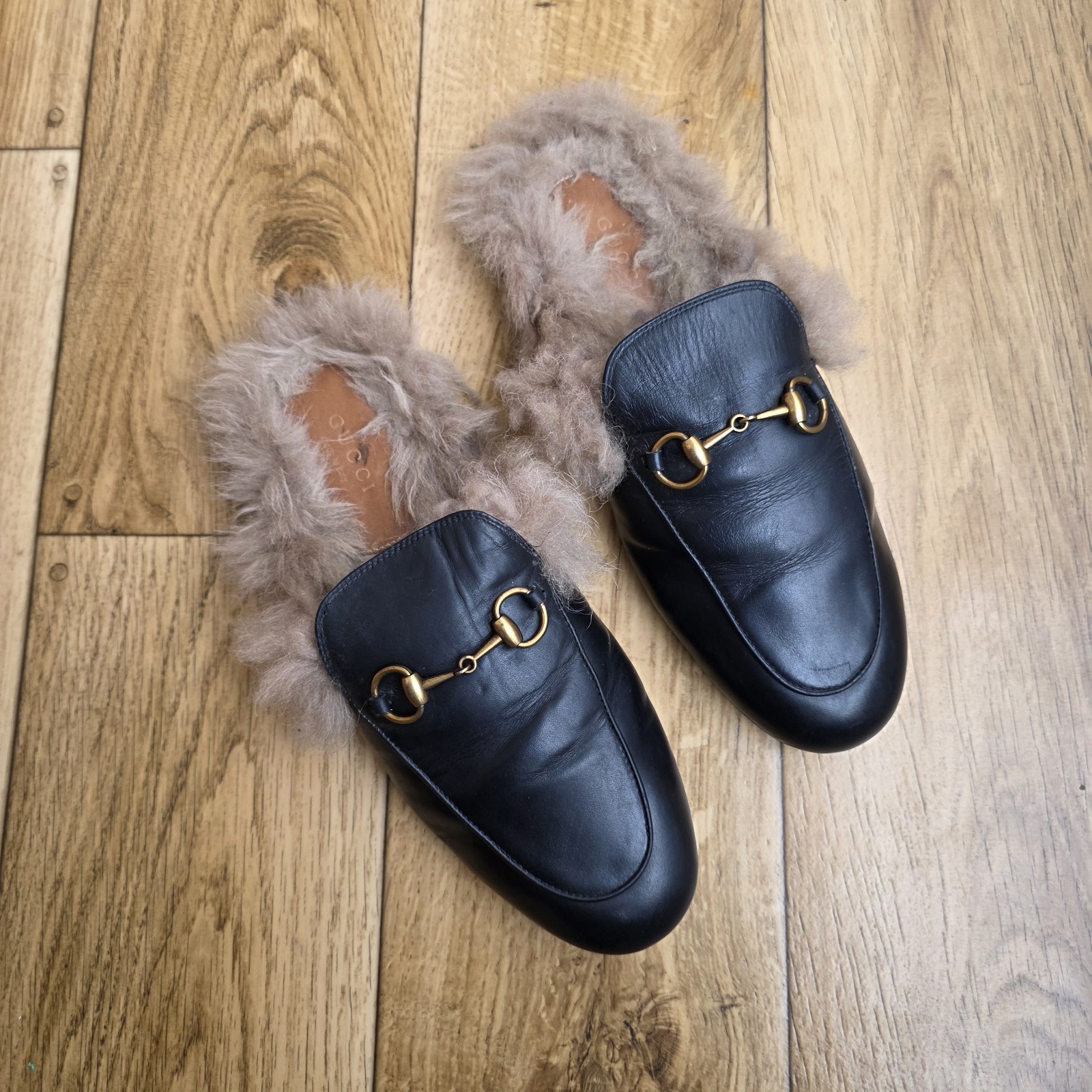 GUCCI HORSEBIT LEATHER MULES SANDALS SIZE 37 EU, 6.5 US, 4 UK