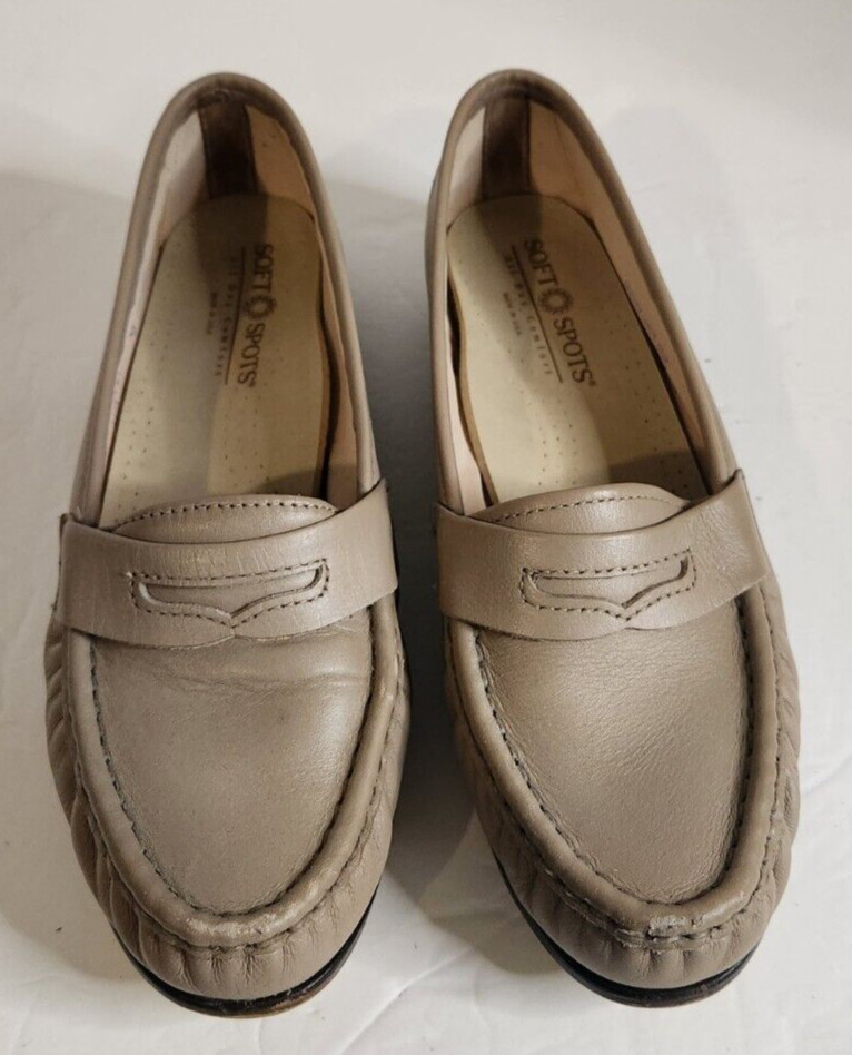 SOFTSPOTS WOMEN’S VENUS LITE BEIGE LEATHER SLIP-ON COMFORT LOAFERS SHOES 8.5/M