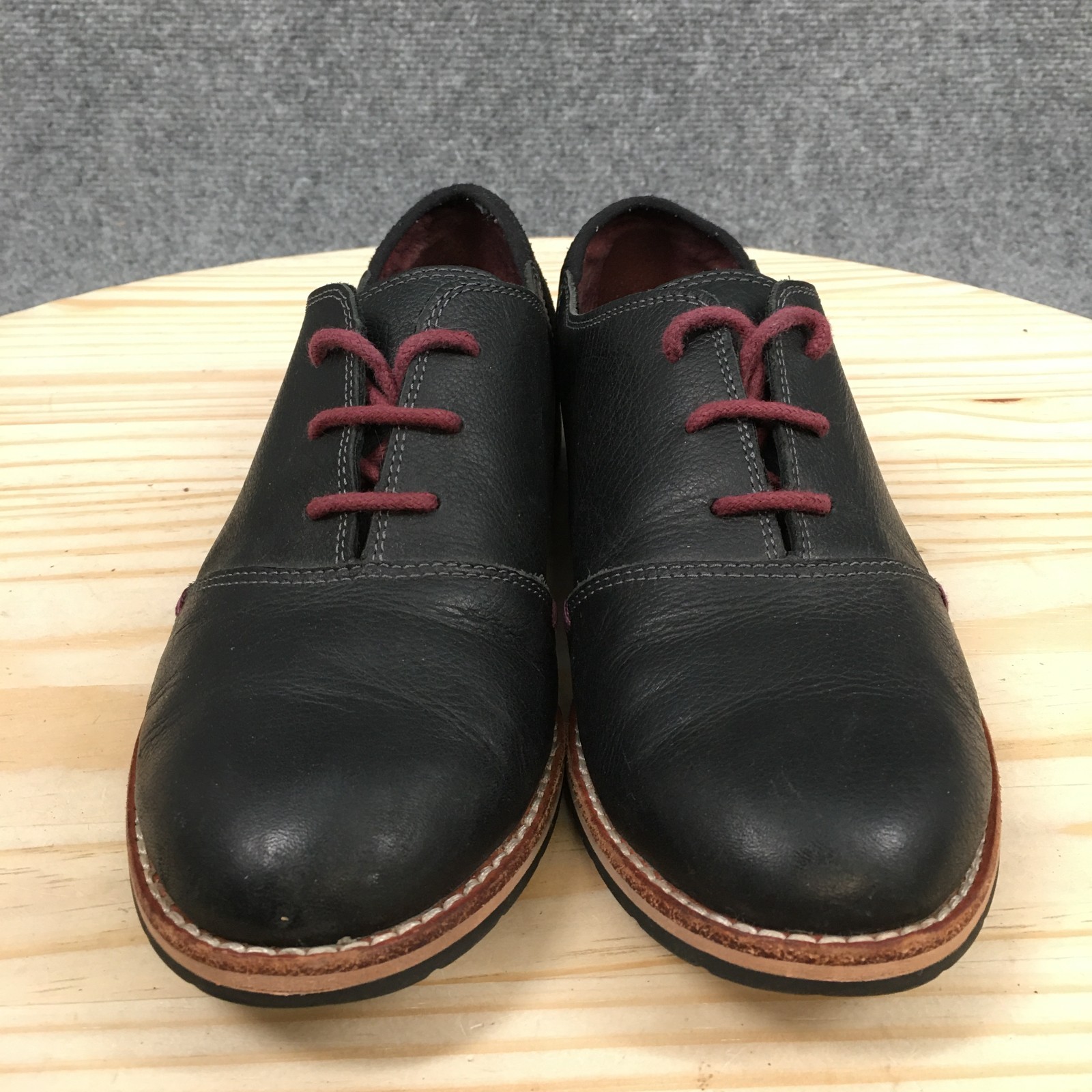 Ahnu Emery Oxford Womens 8 Black Leather Casual Lace Up Comfort Shoes Suede Trim