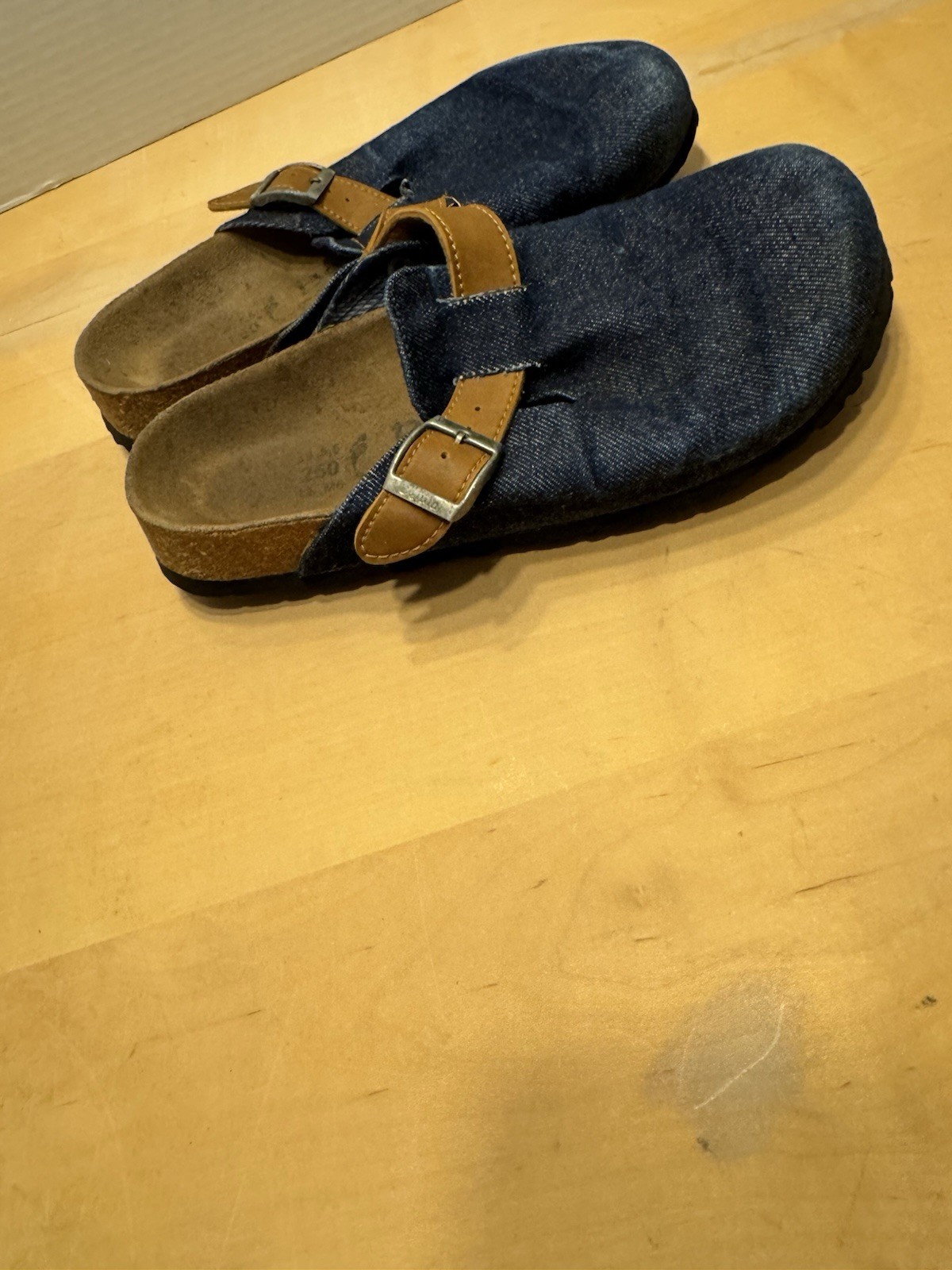 Birkenstock Betula Wm’s Blue Canvas Comfort Clogs Cork Footbed BuckleEU 39 US 8