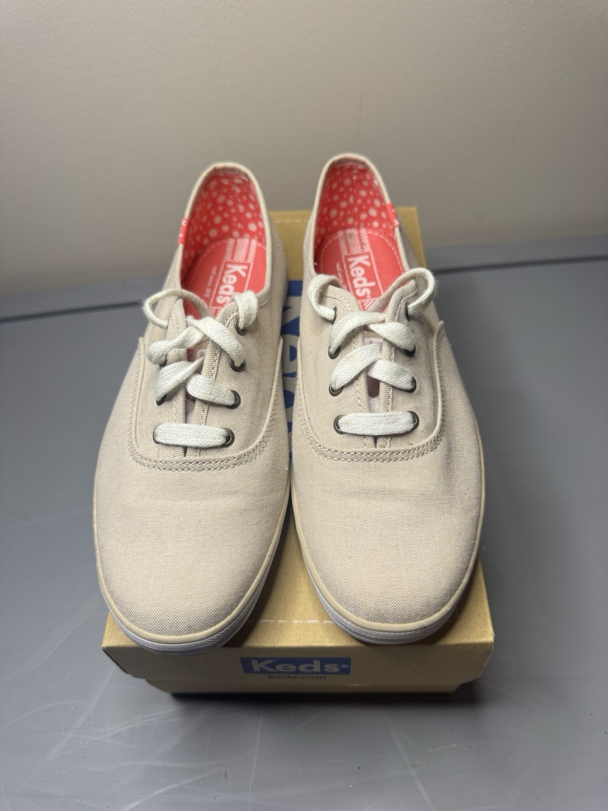 Keds Champion Chambray Tan Canvas Sneakers Women’s Size 7M Lace Up Casual